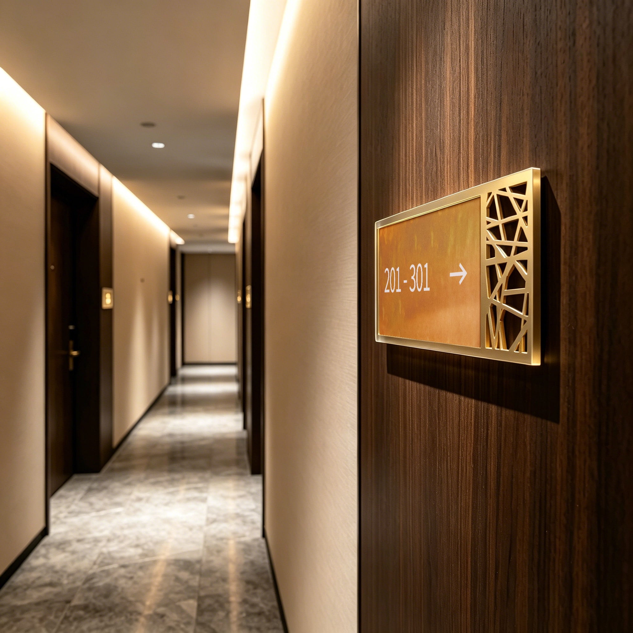 Gold Door Sign For Hotel