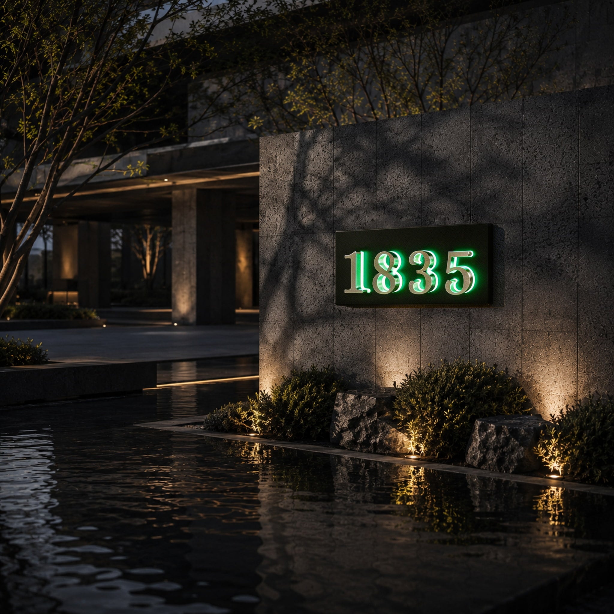 Rectangle Metal Lighted House Numbers Sign