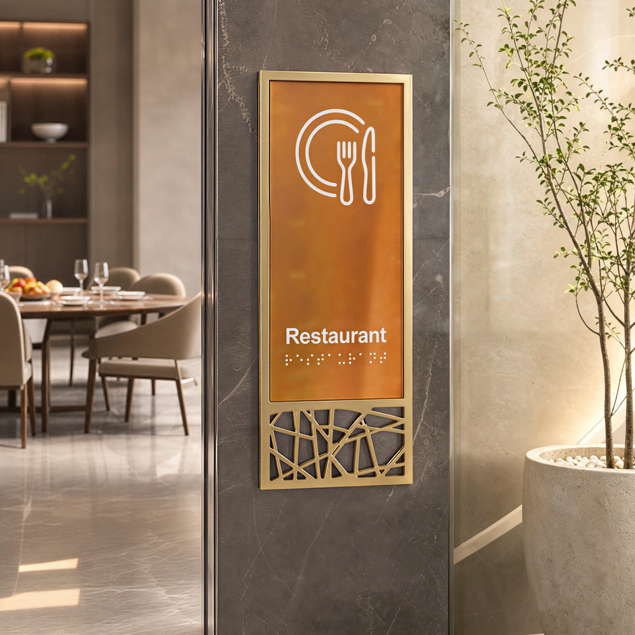 Gold Door Sign For Hotel