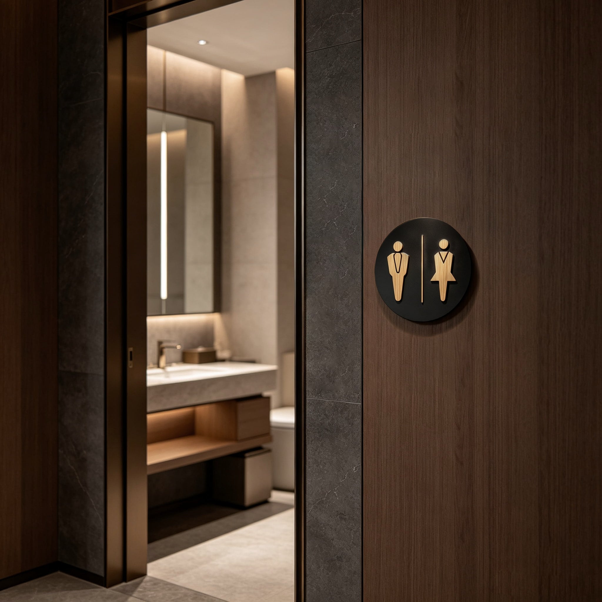 Wooden Restroom Sign