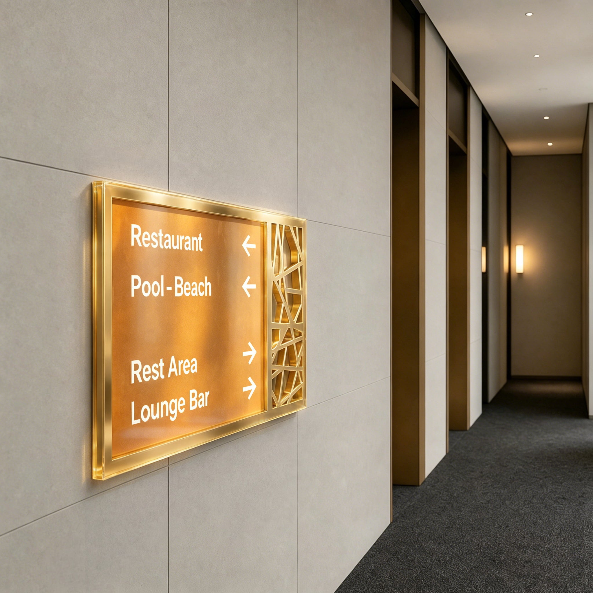 Gold Door Sign For Hotel