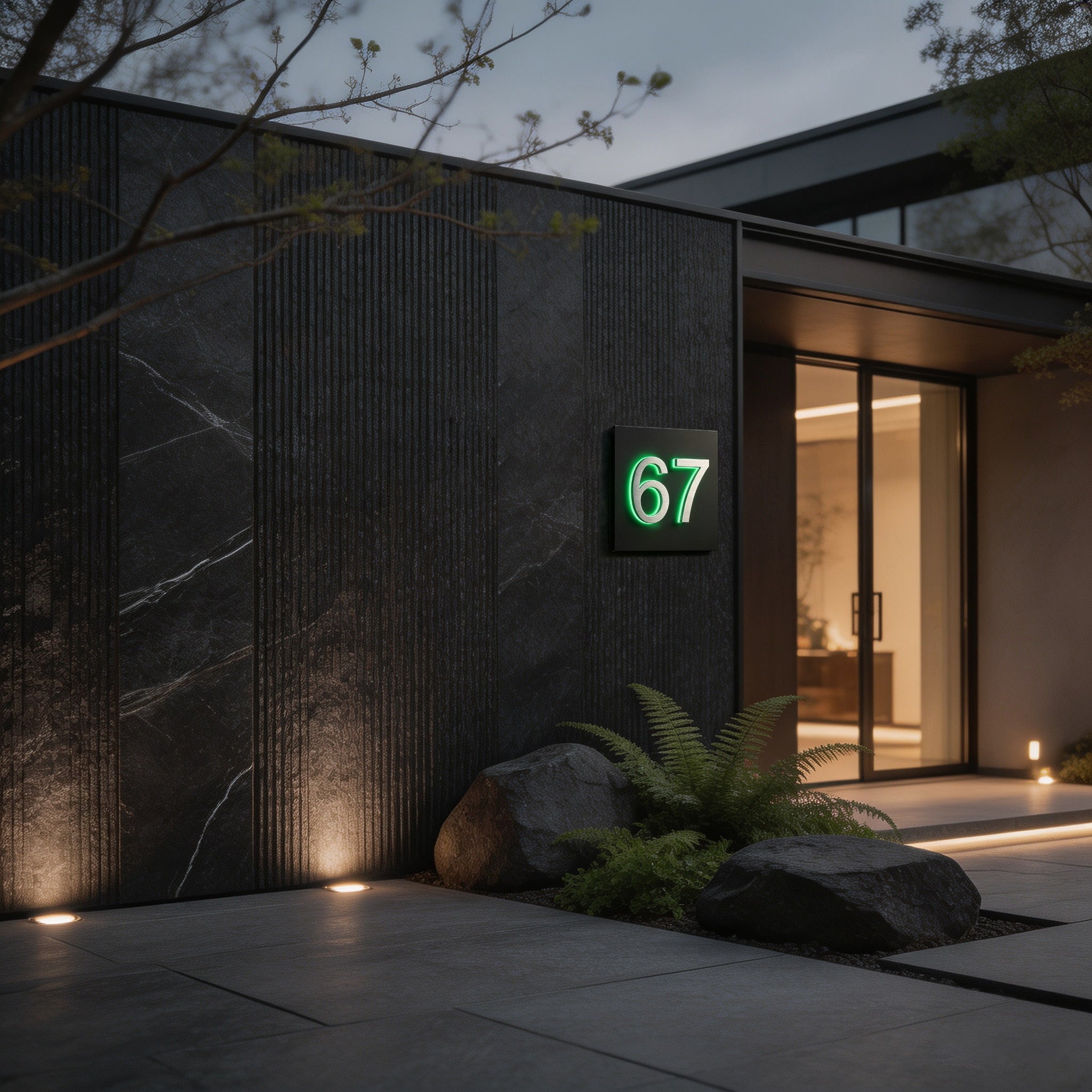 Metal Lighted House Numbers Sign