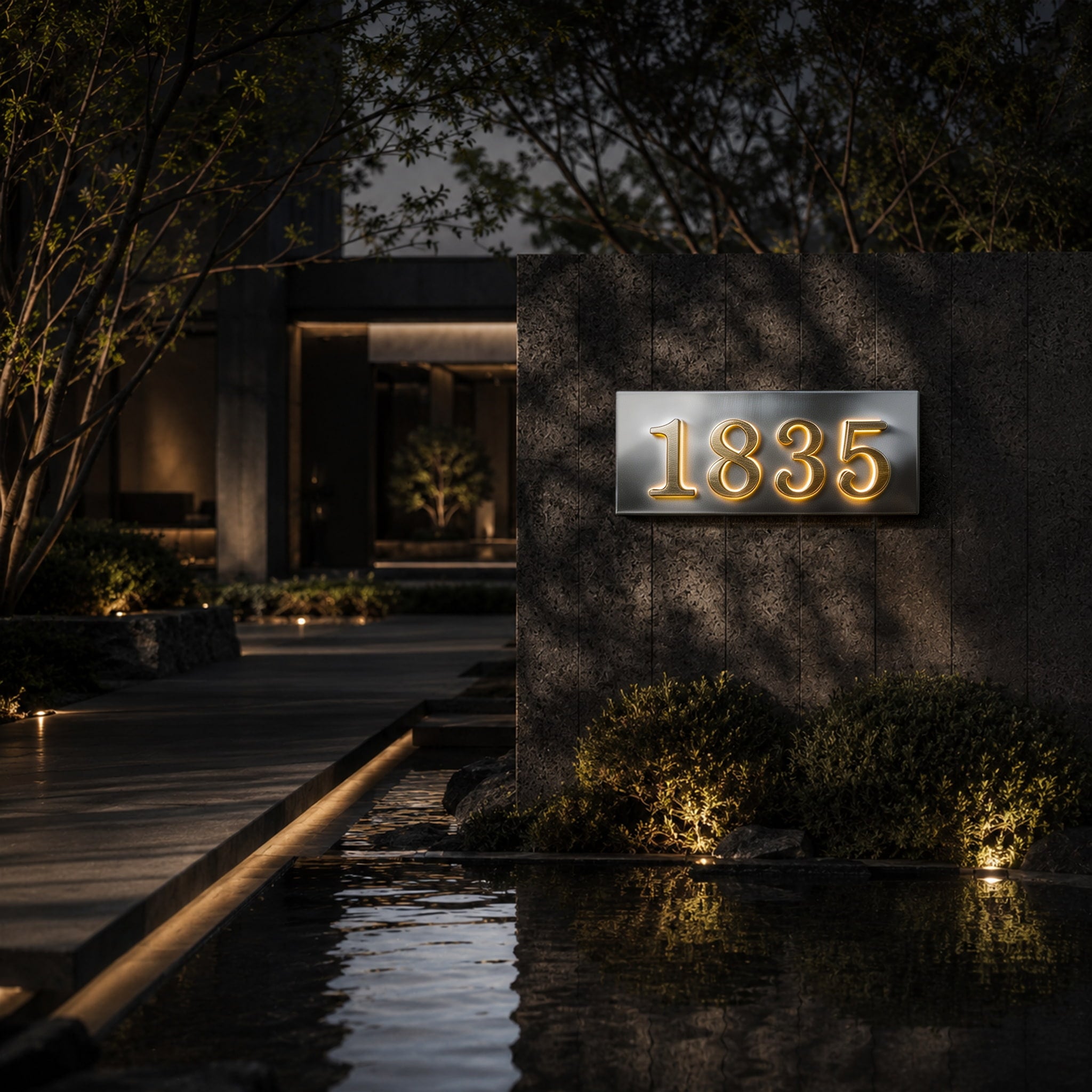 Rectangle Metal Lighted House Numbers Sign