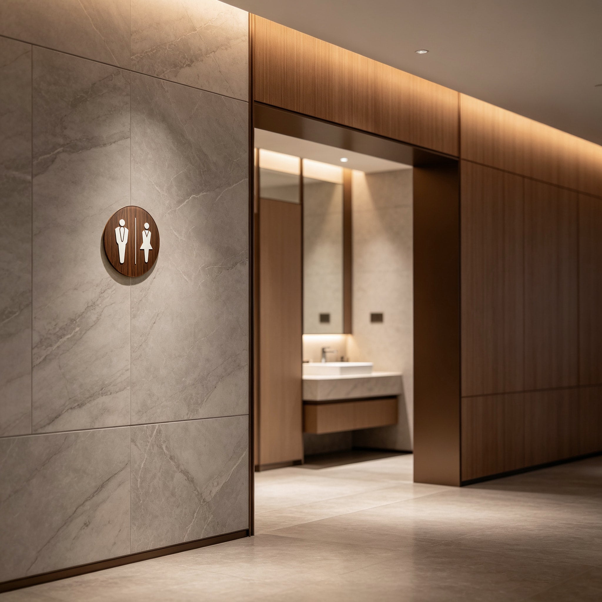 Wooden Restroom Sign