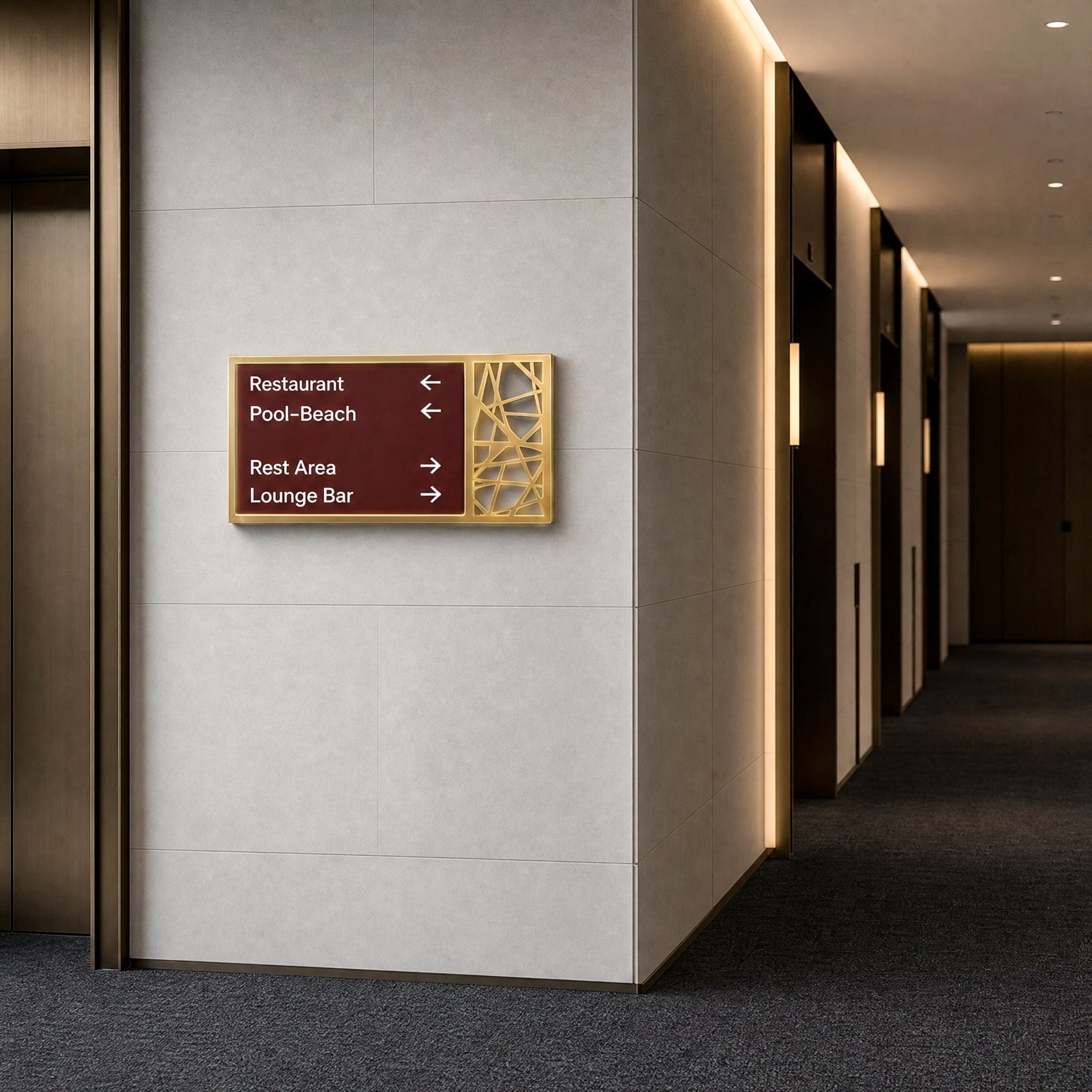 Gold Door Sign For Hotel