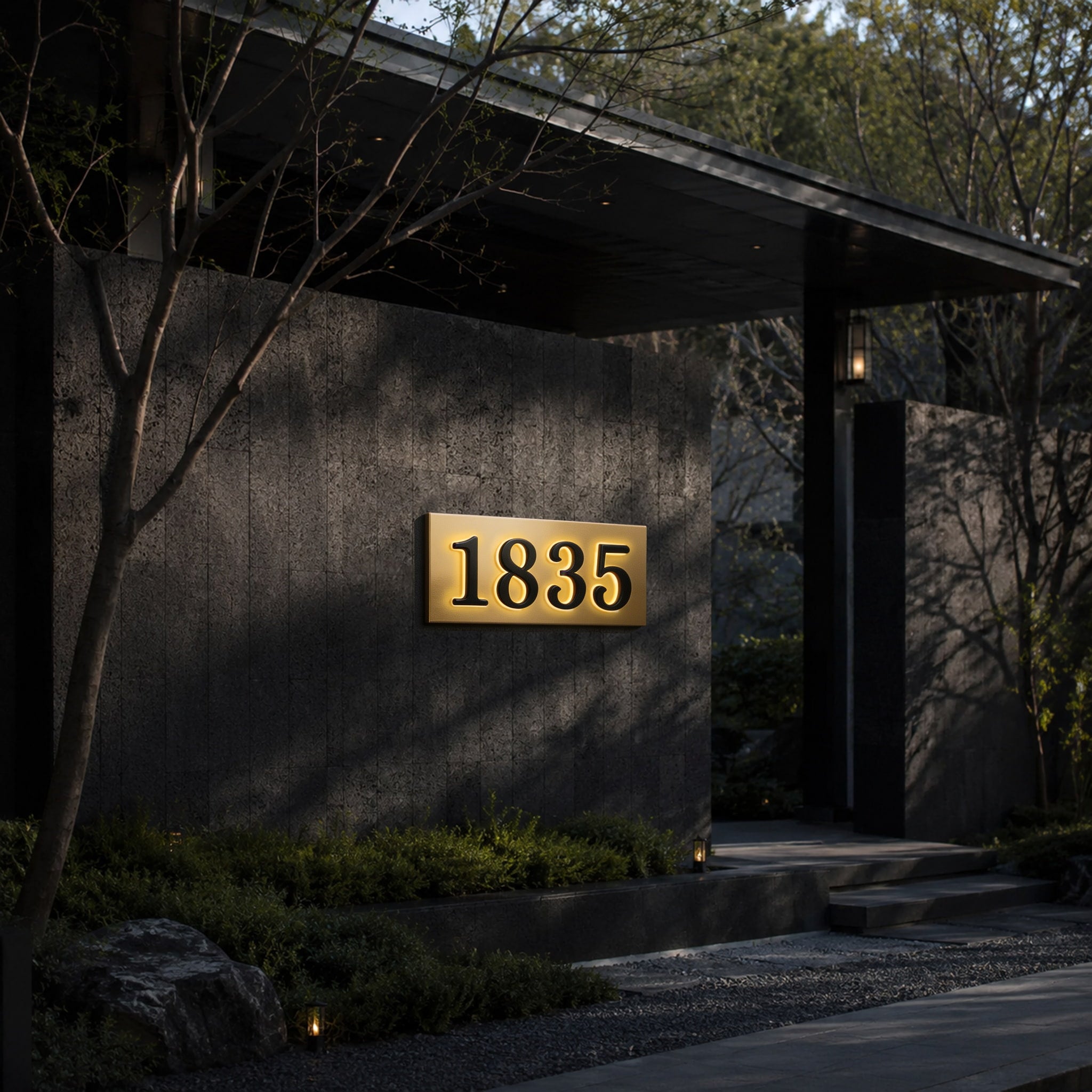 Rectangle Metal Lighted House Numbers Sign