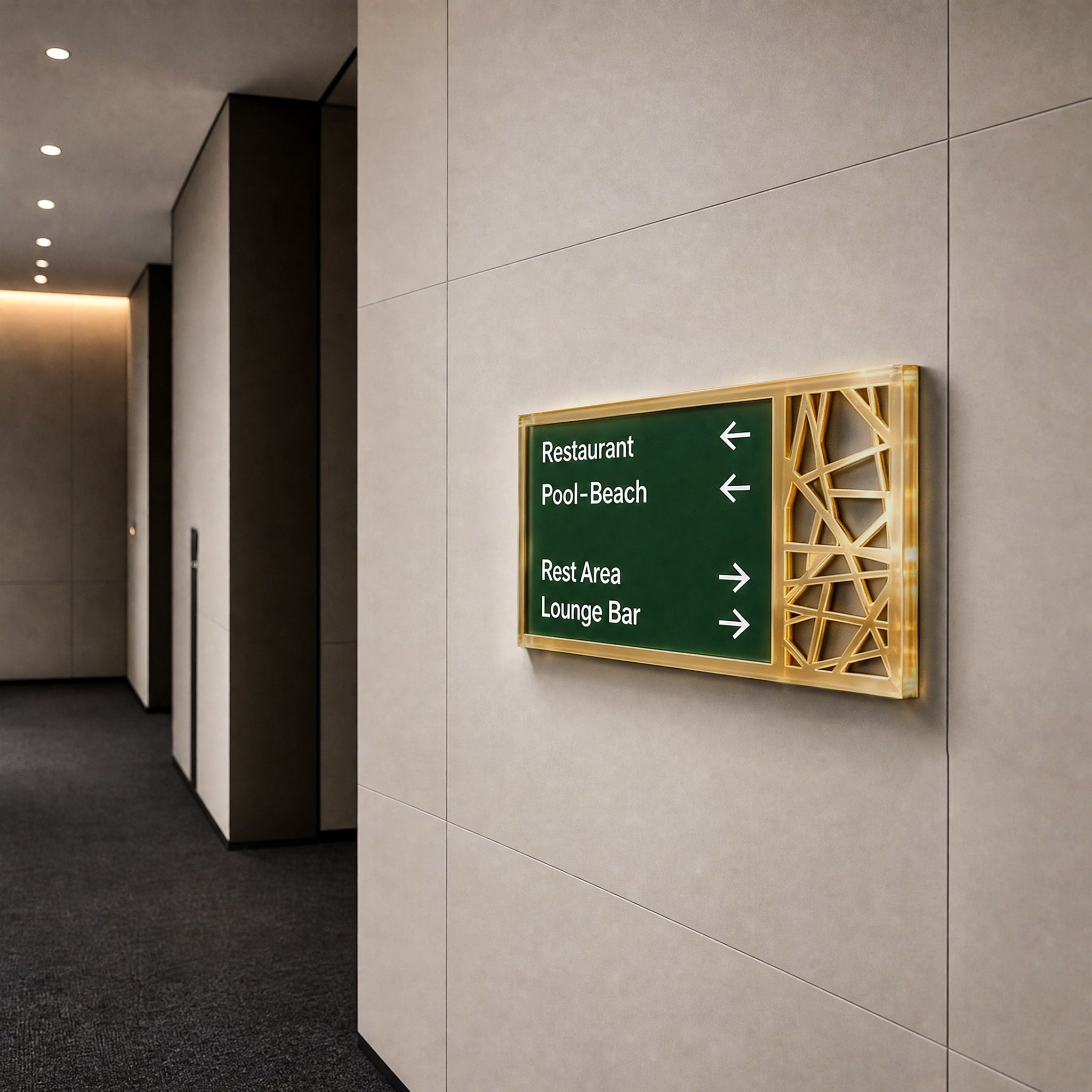 Gold Door Sign For Hotel