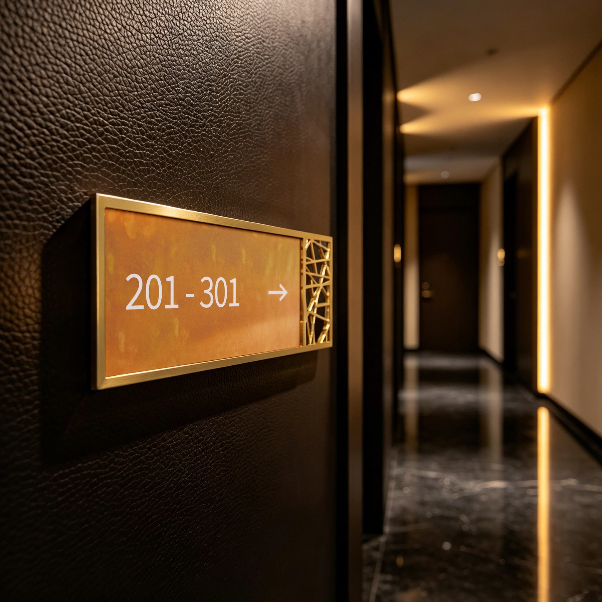 Gold Door Sign For Hotel