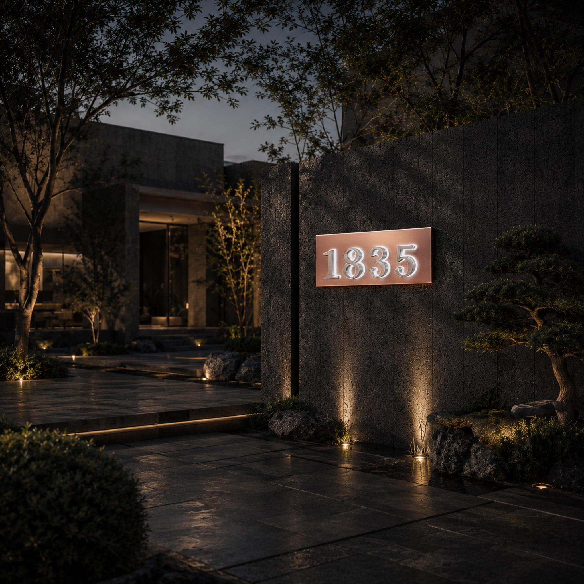 Rectangle Metal Lighted House Numbers Sign