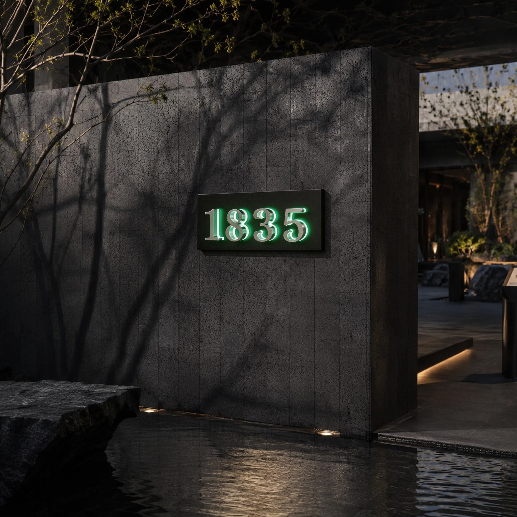 Rectangle Metal Lighted House Numbers Sign