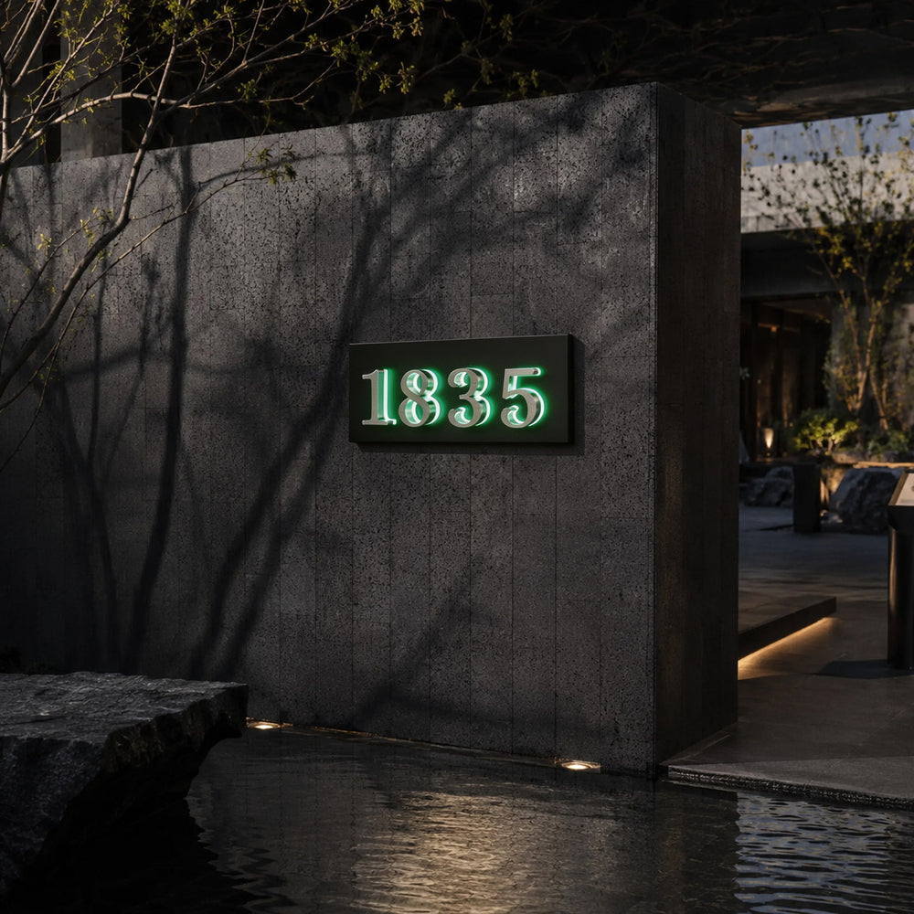 Rectangle Metal Lighted House Numbers Sign