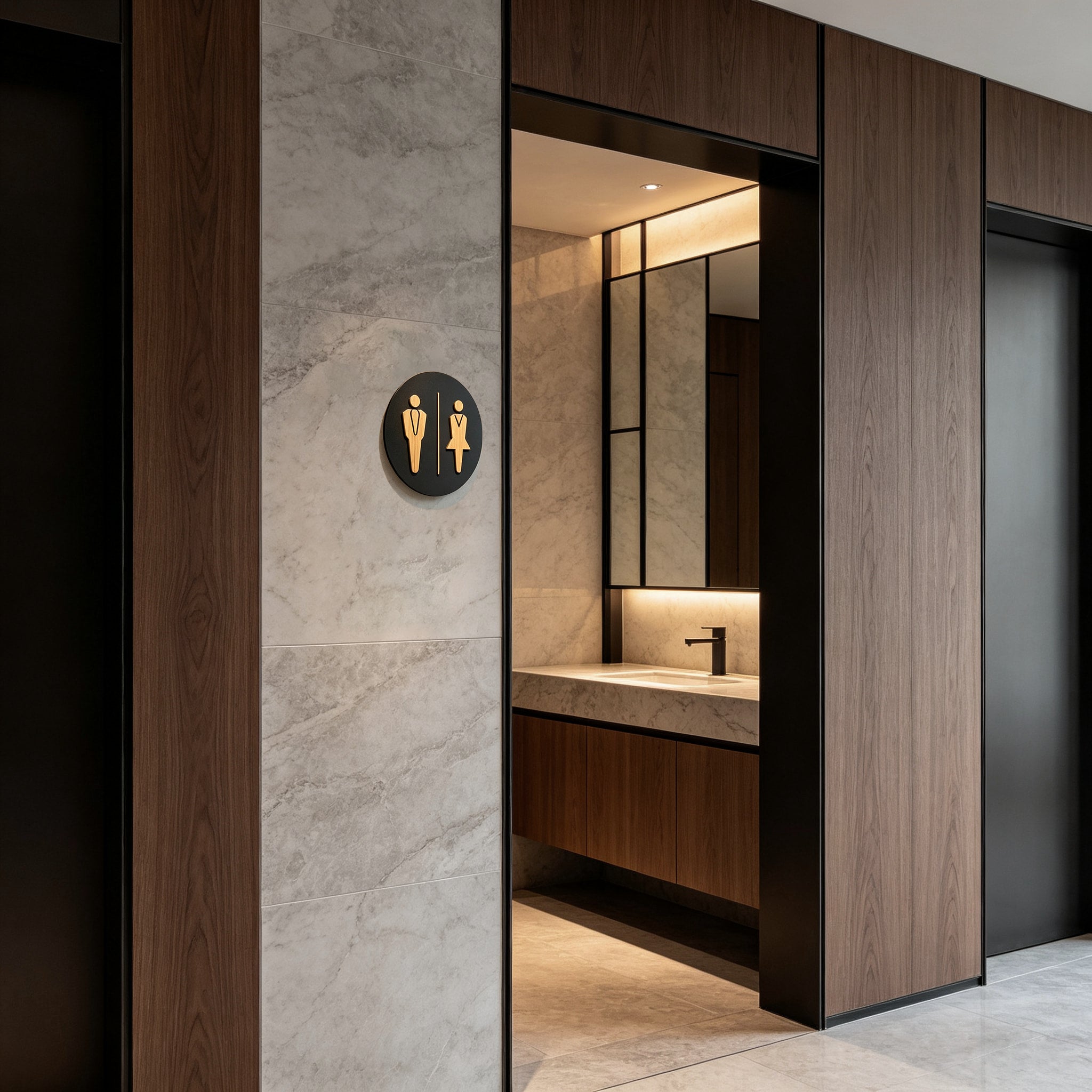 Wooden Restroom Sign