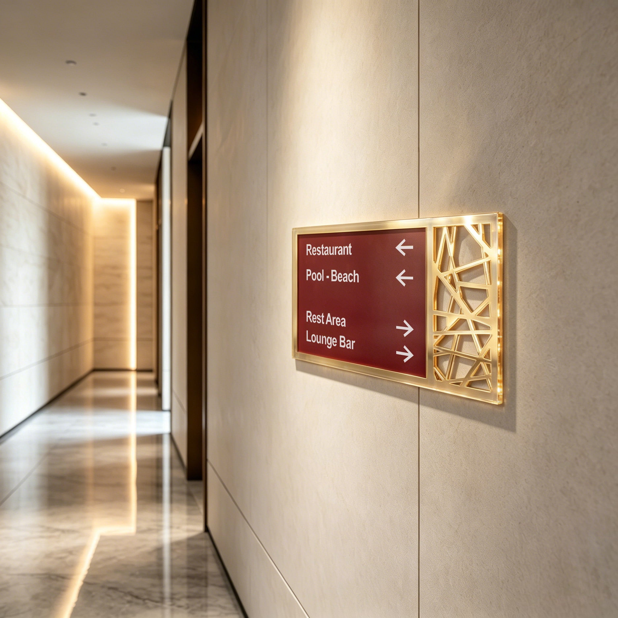 Gold Door Sign For Hotel