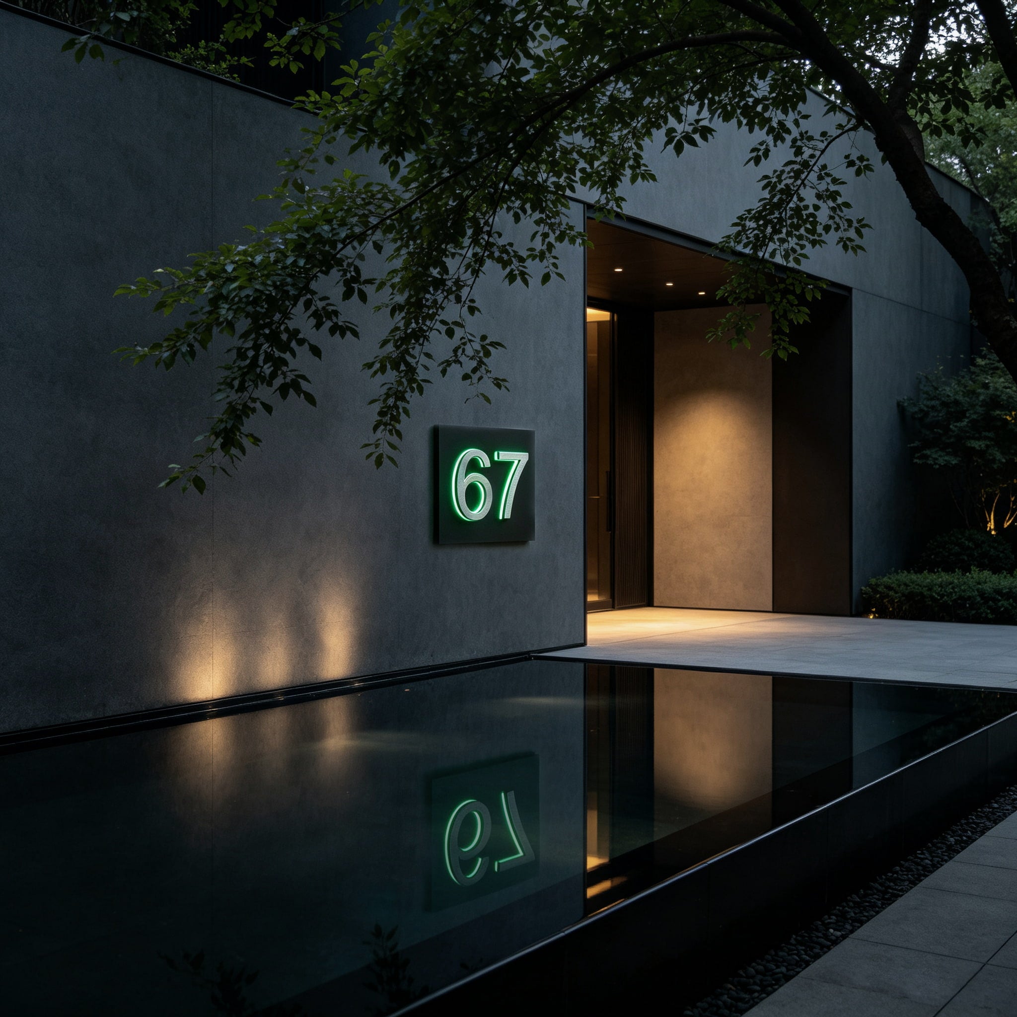 Metal Lighted House Numbers Sign