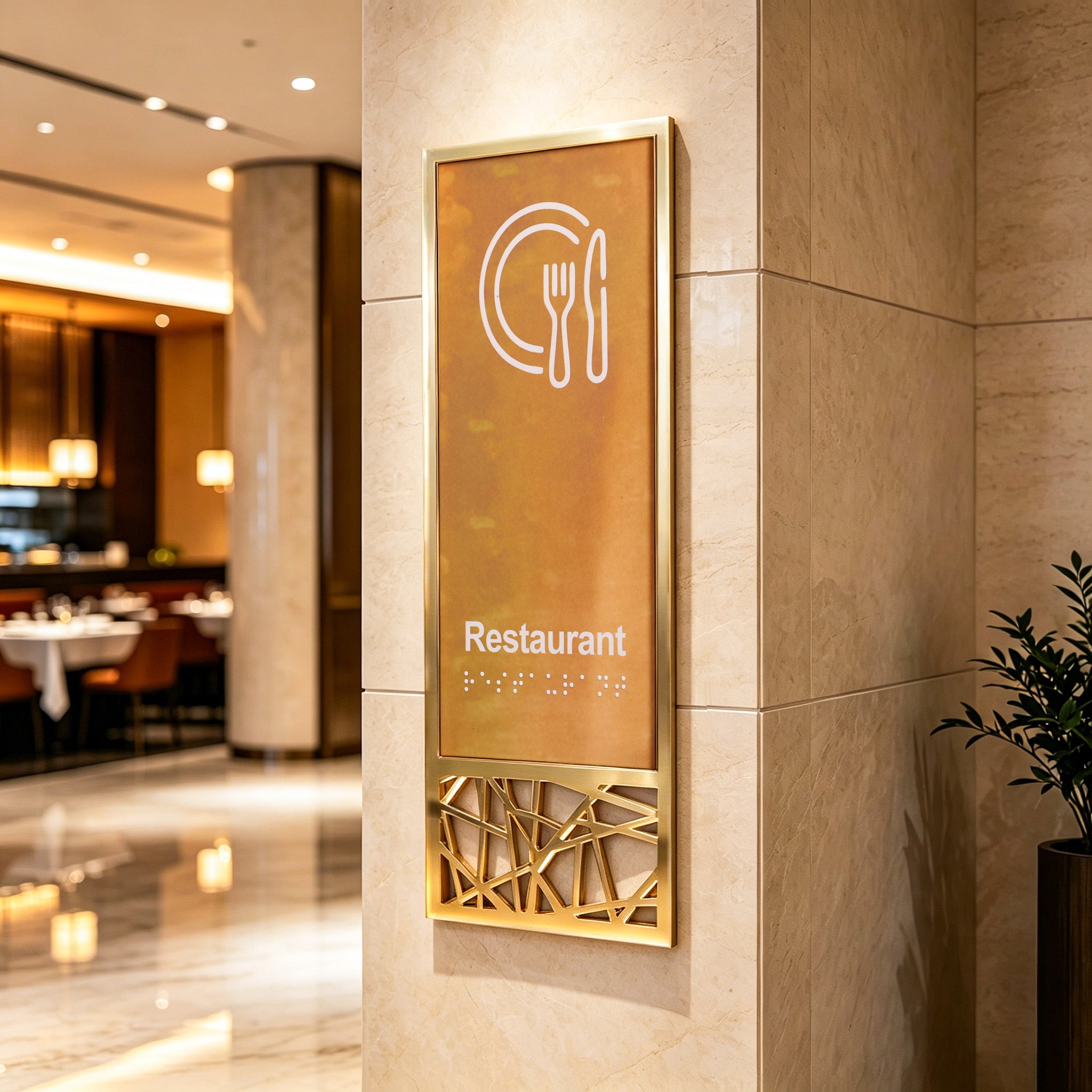 Gold Door Sign For Hotel