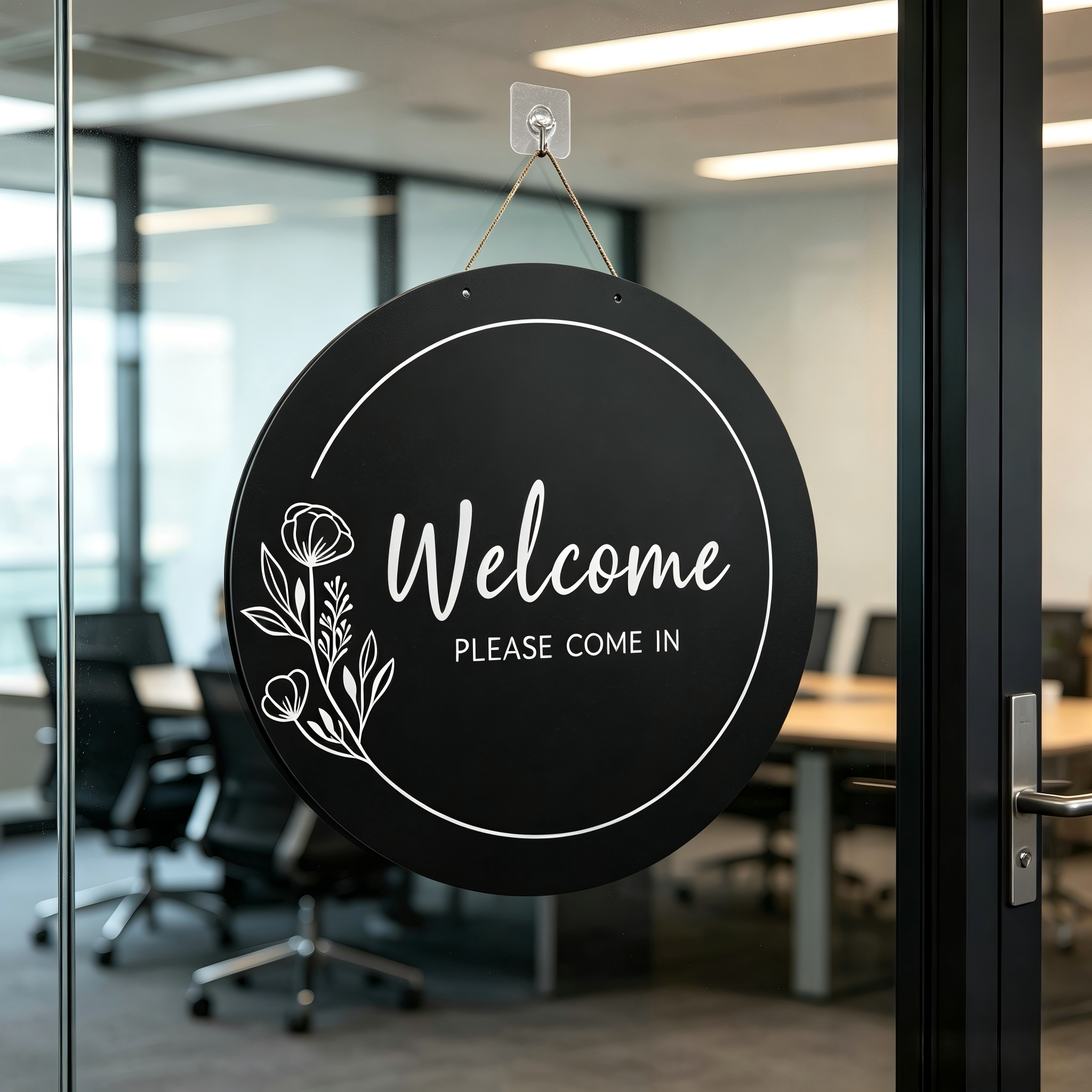 Round Hanging Acrylic Sign (In Session/Welcome)