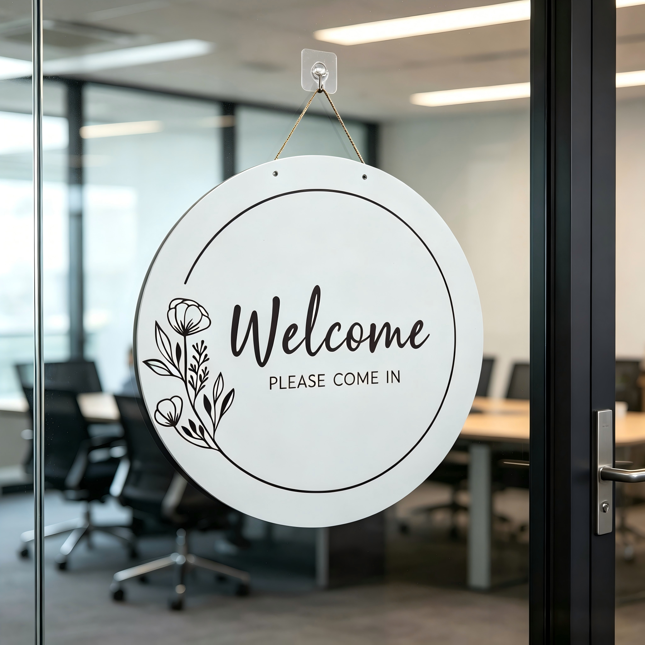 Round Hanging Acrylic Sign (In Session/Welcome)