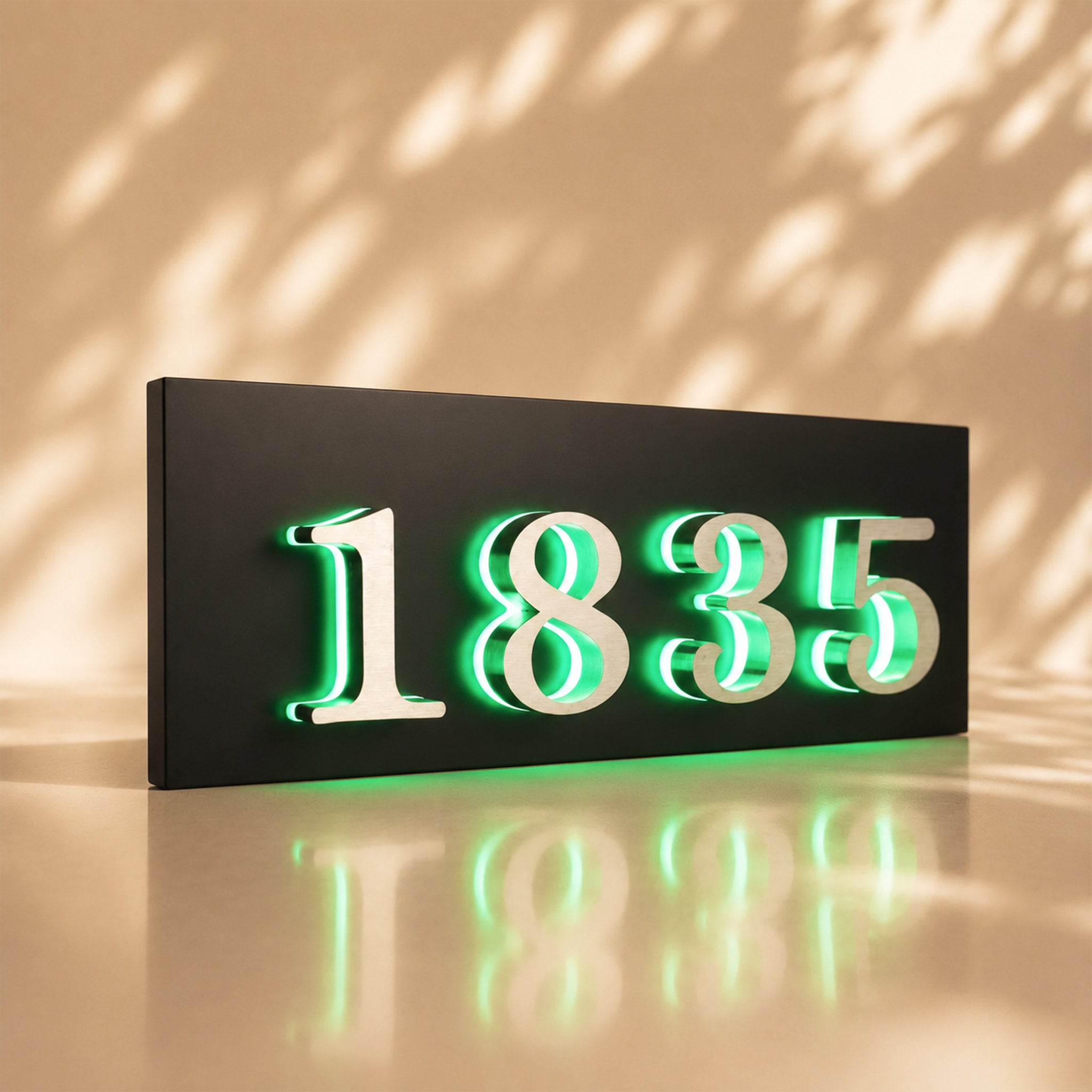 Rectangle Metal Lighted House Numbers Sign