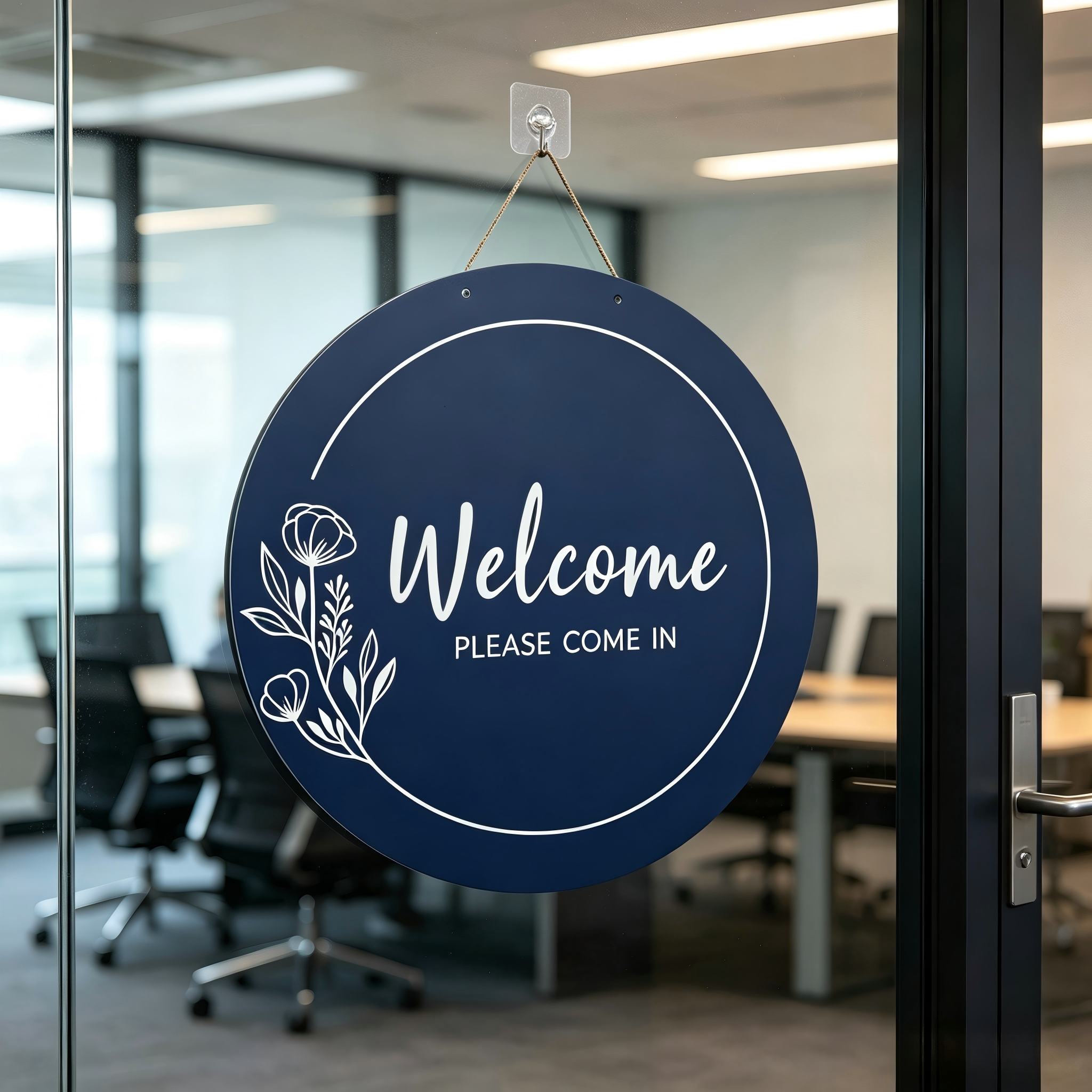 Round Hanging Acrylic Sign (In Session/Welcome)