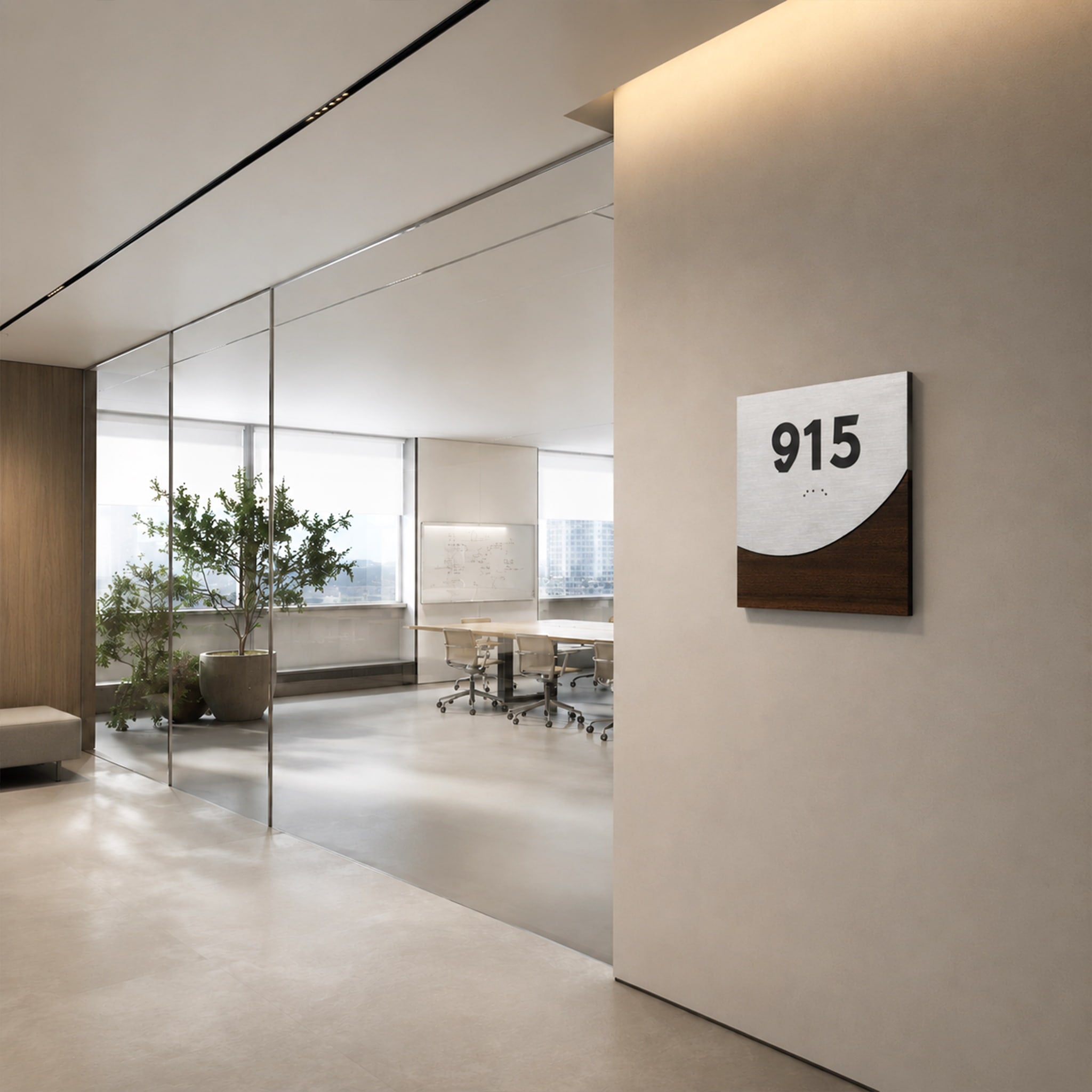 Wood Metal Number Sign