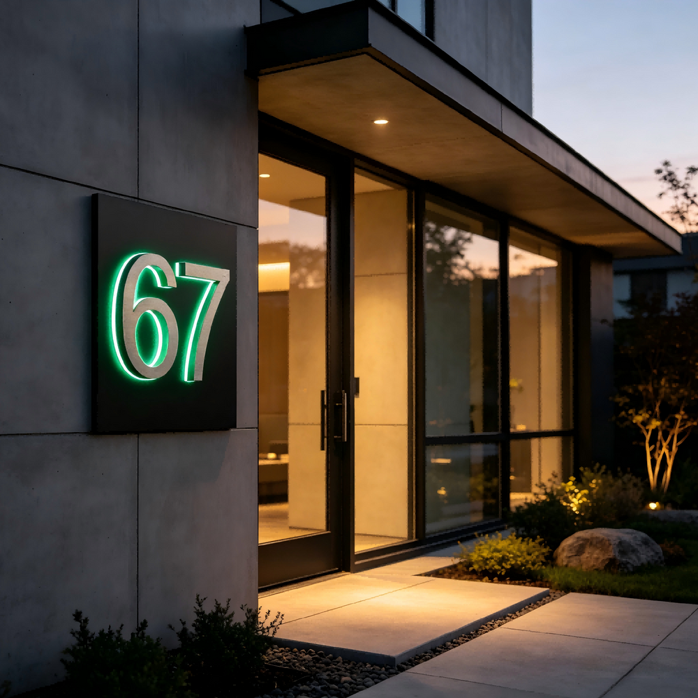 Metal Lighted House Numbers Sign