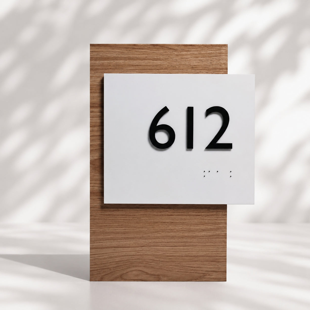 Acrylic-Wood Braille Door Number Sign
