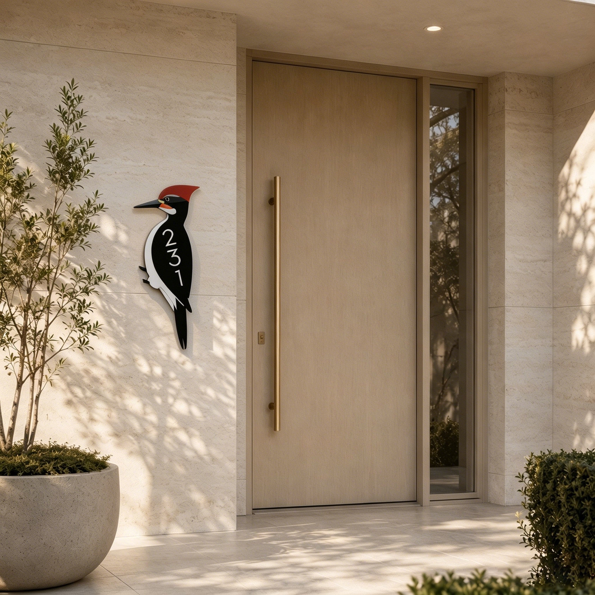 Woodpecker House Number Plaque