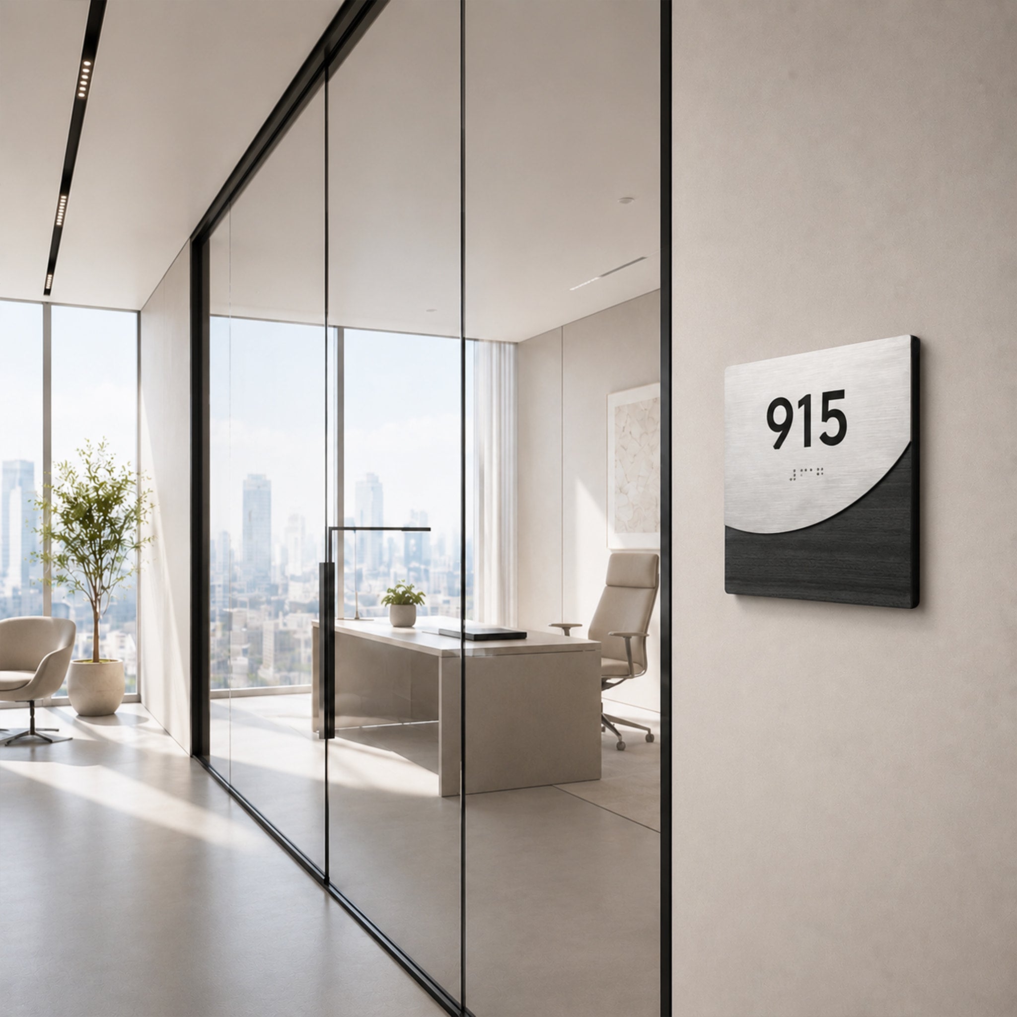 Wood Metal Number Sign