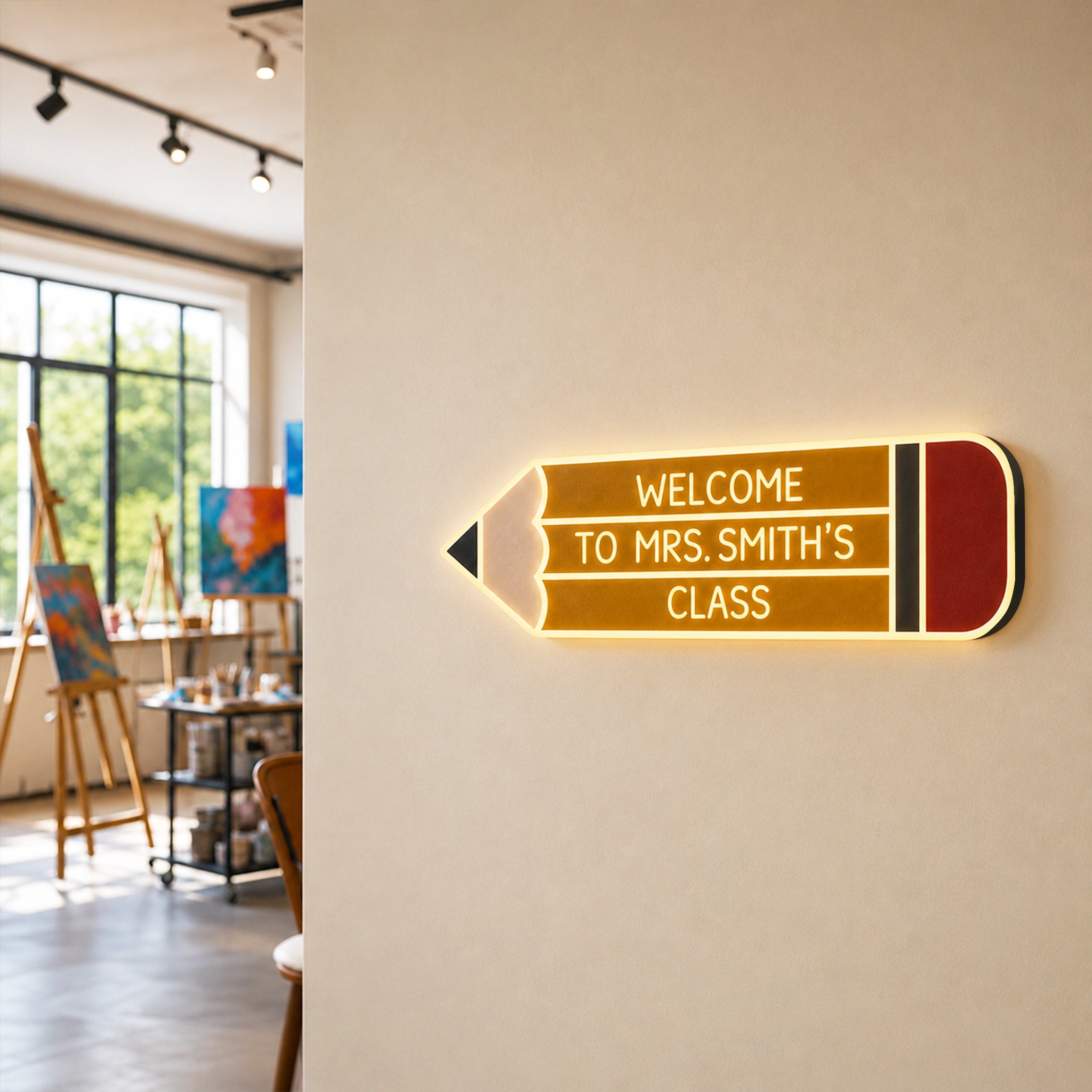 Pencil LED  Classroom Sign