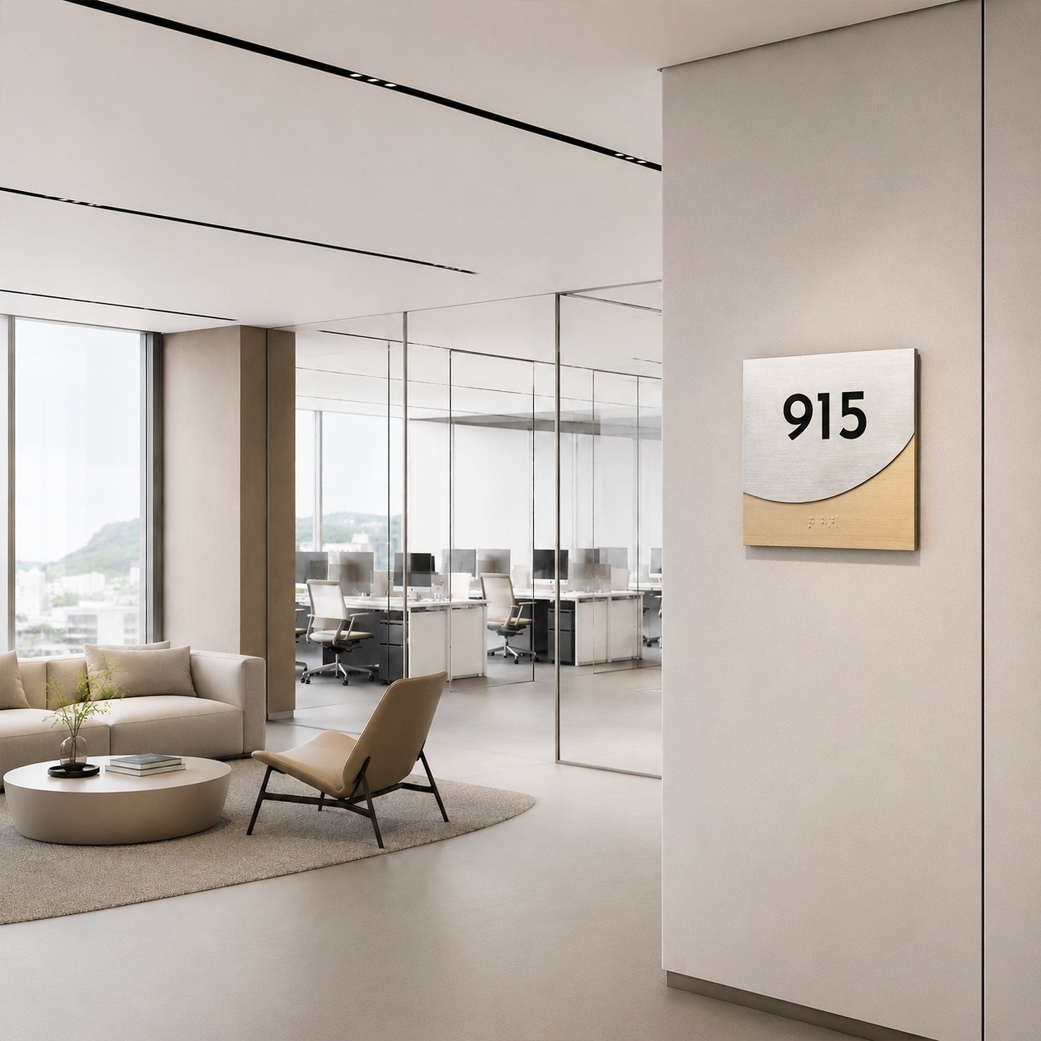 Wood Metal Number Sign