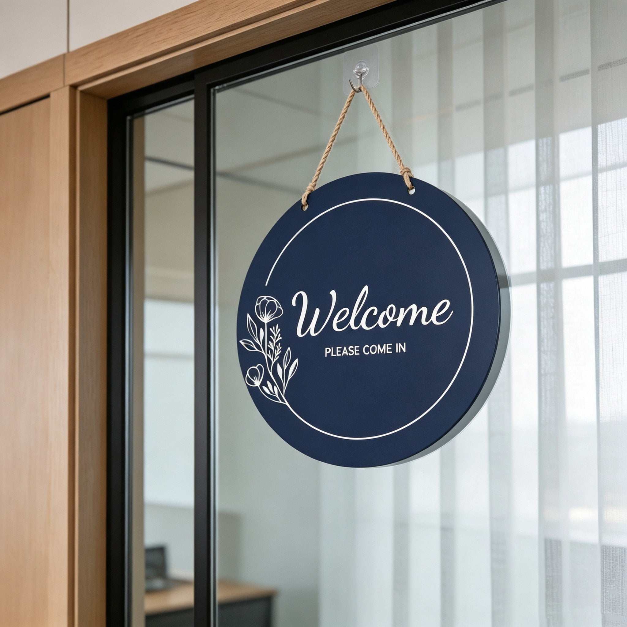 Round Hanging Acrylic Sign (In Session/Welcome)