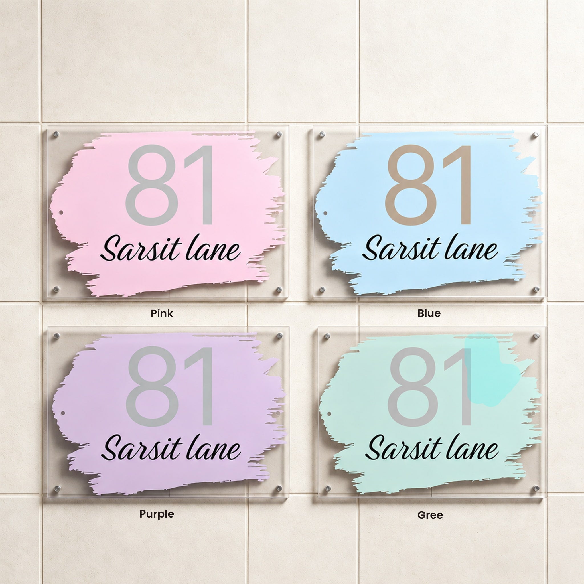 Rectangle Acrylic House Address Number Sign