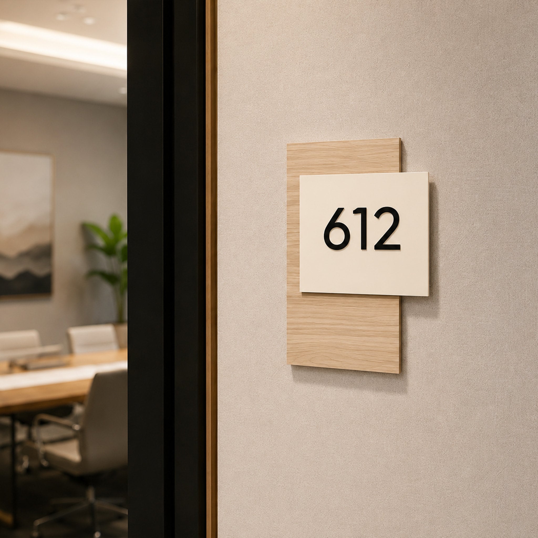 Acrylic-Wood Braille Door Number Sign