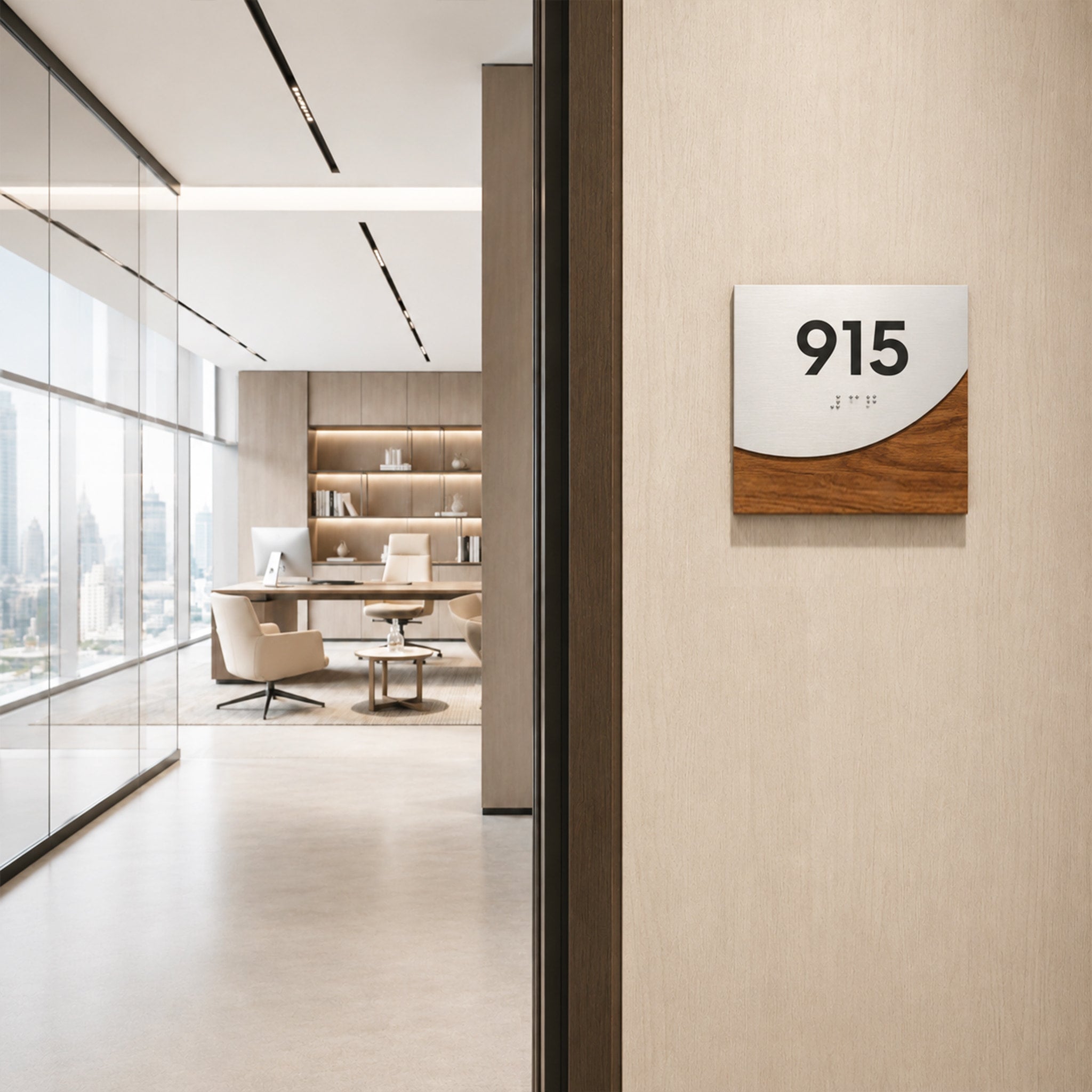Wood Metal Number Sign