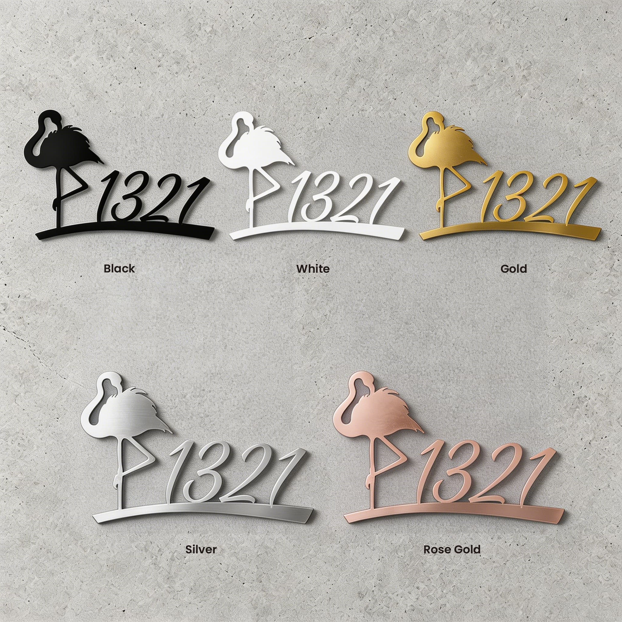 Personalized Flamingo House Number Sign
