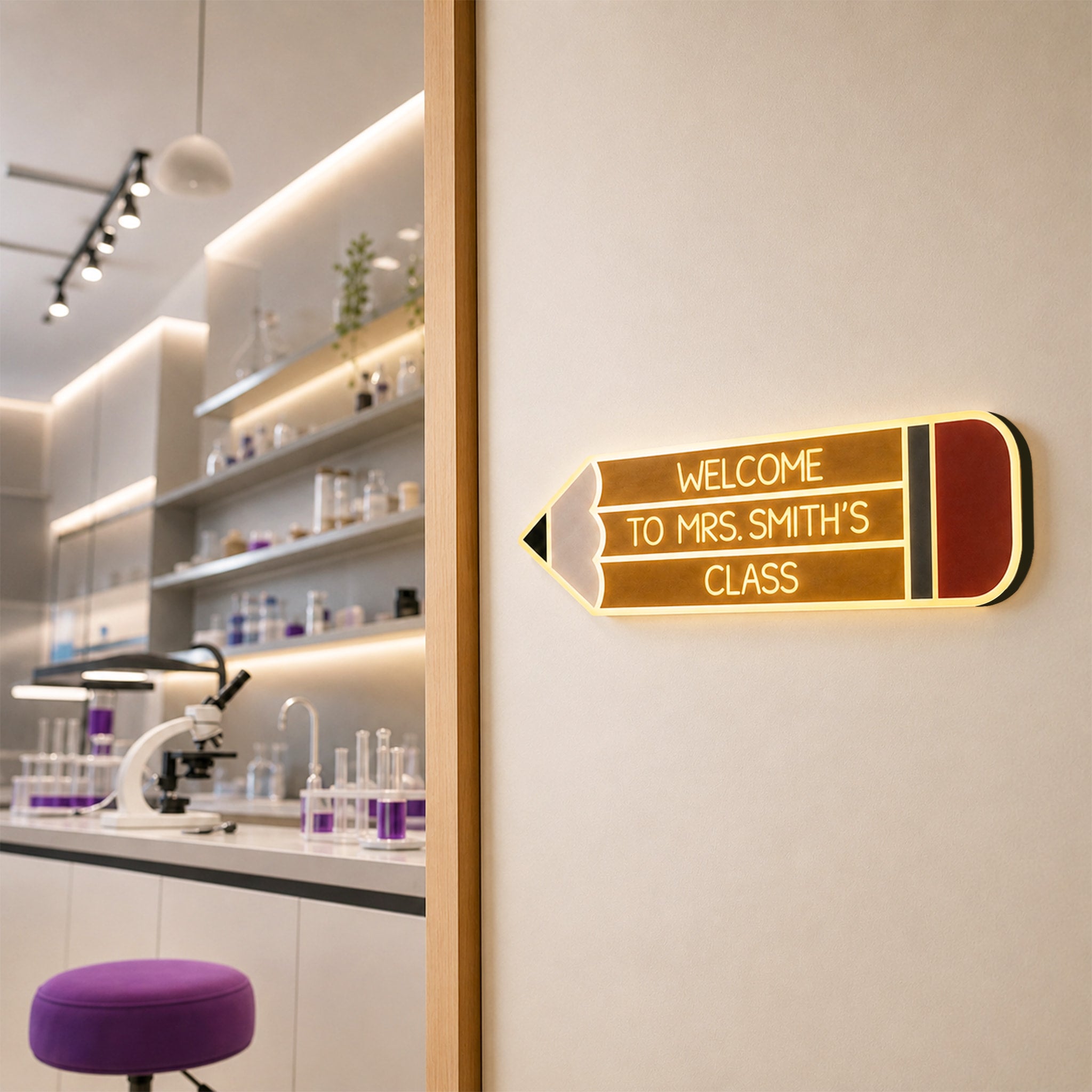 Pencil LED  Classroom Sign
