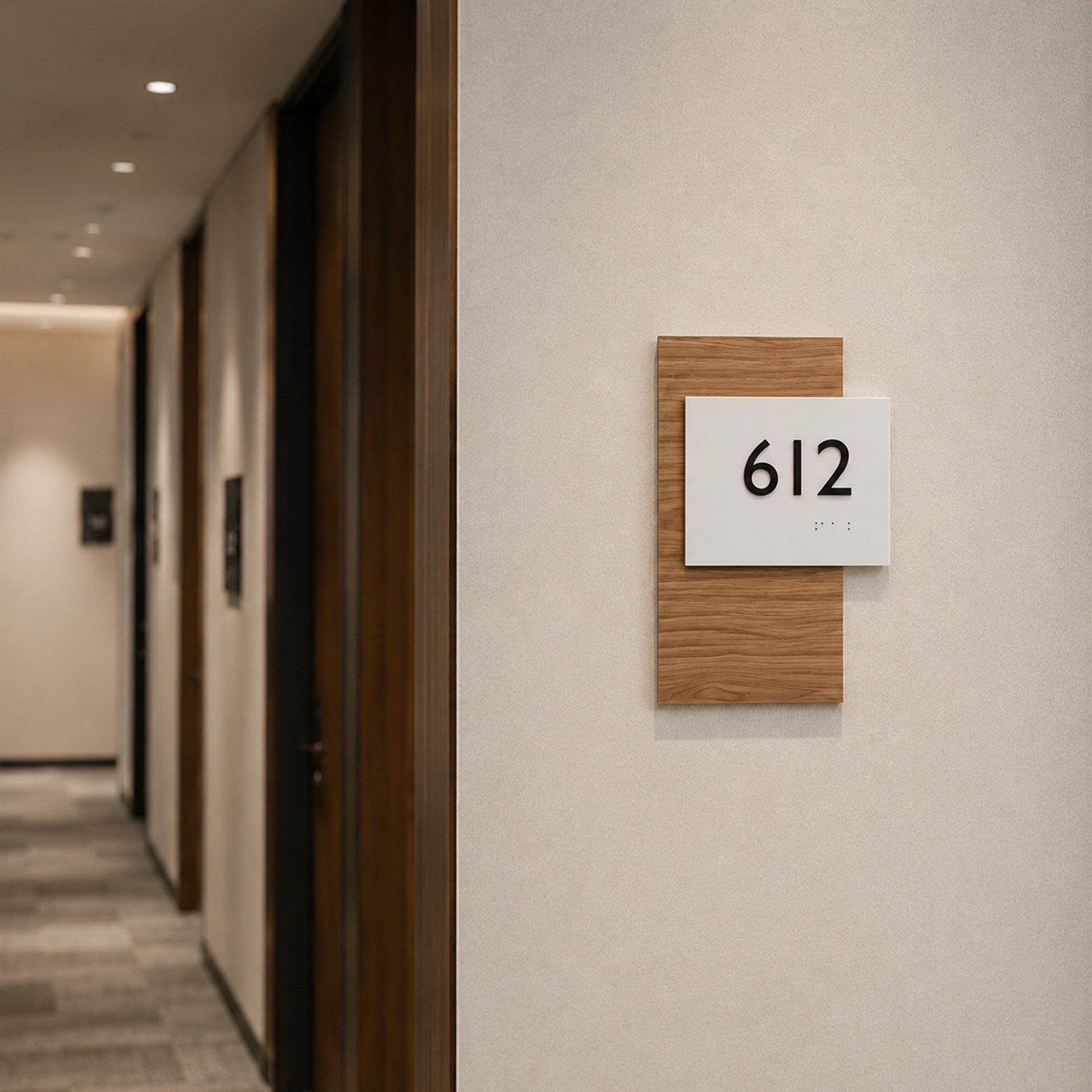 Acrylic-Wood Braille Door Number Sign
