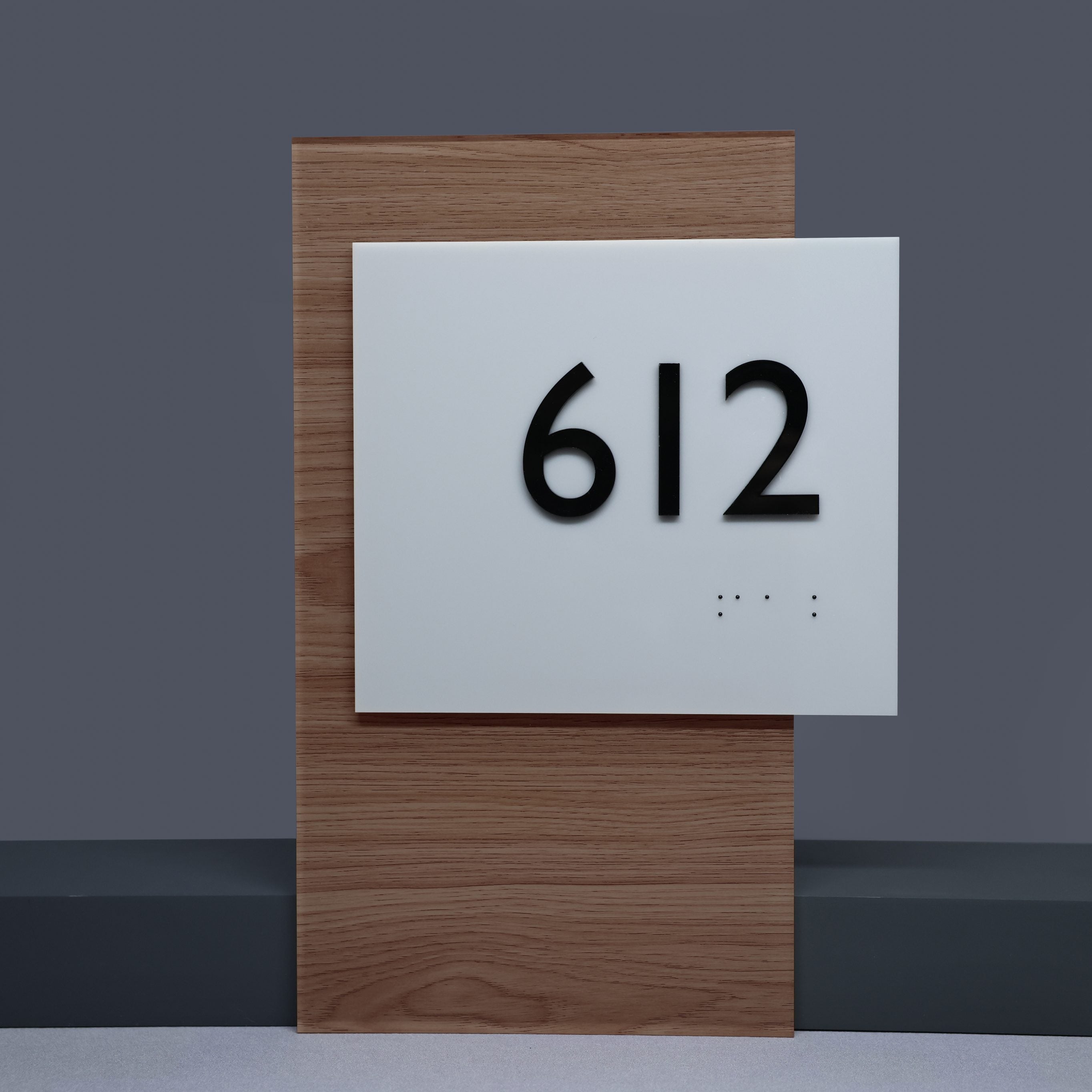 Acrylic-Wood Braille Door Number Sign
