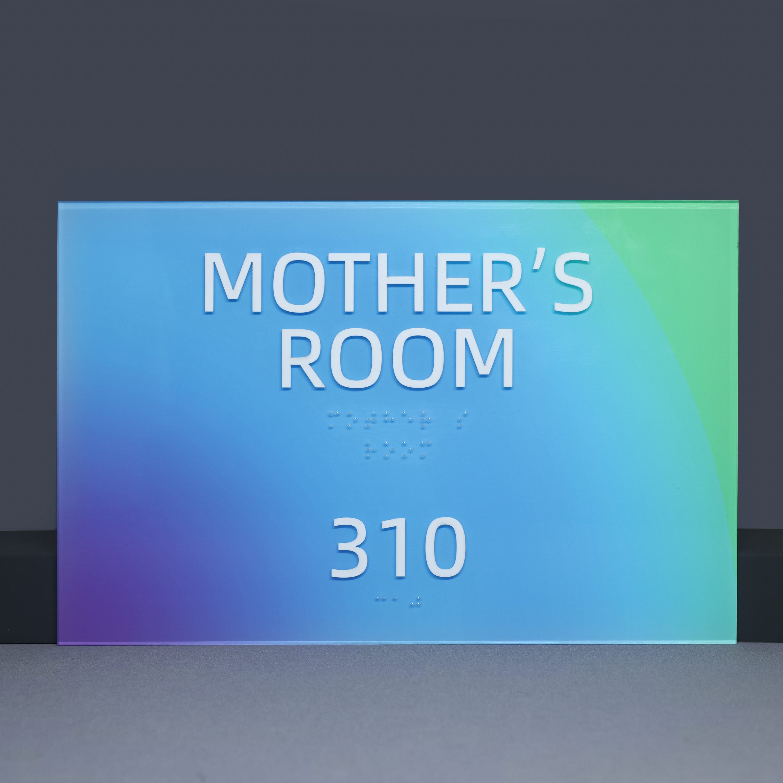 Custom Gradient Acrylic Braille Door Sign