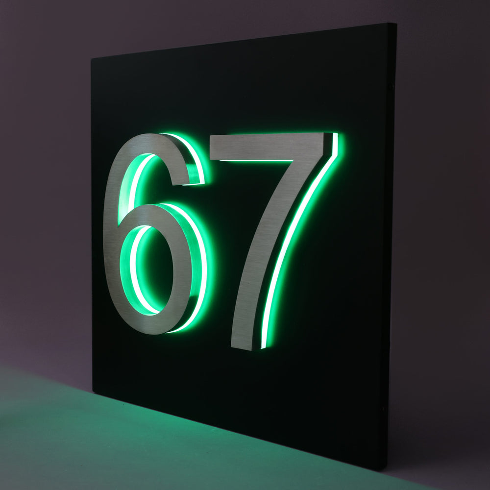 Metal Lighted House Numbers Sign