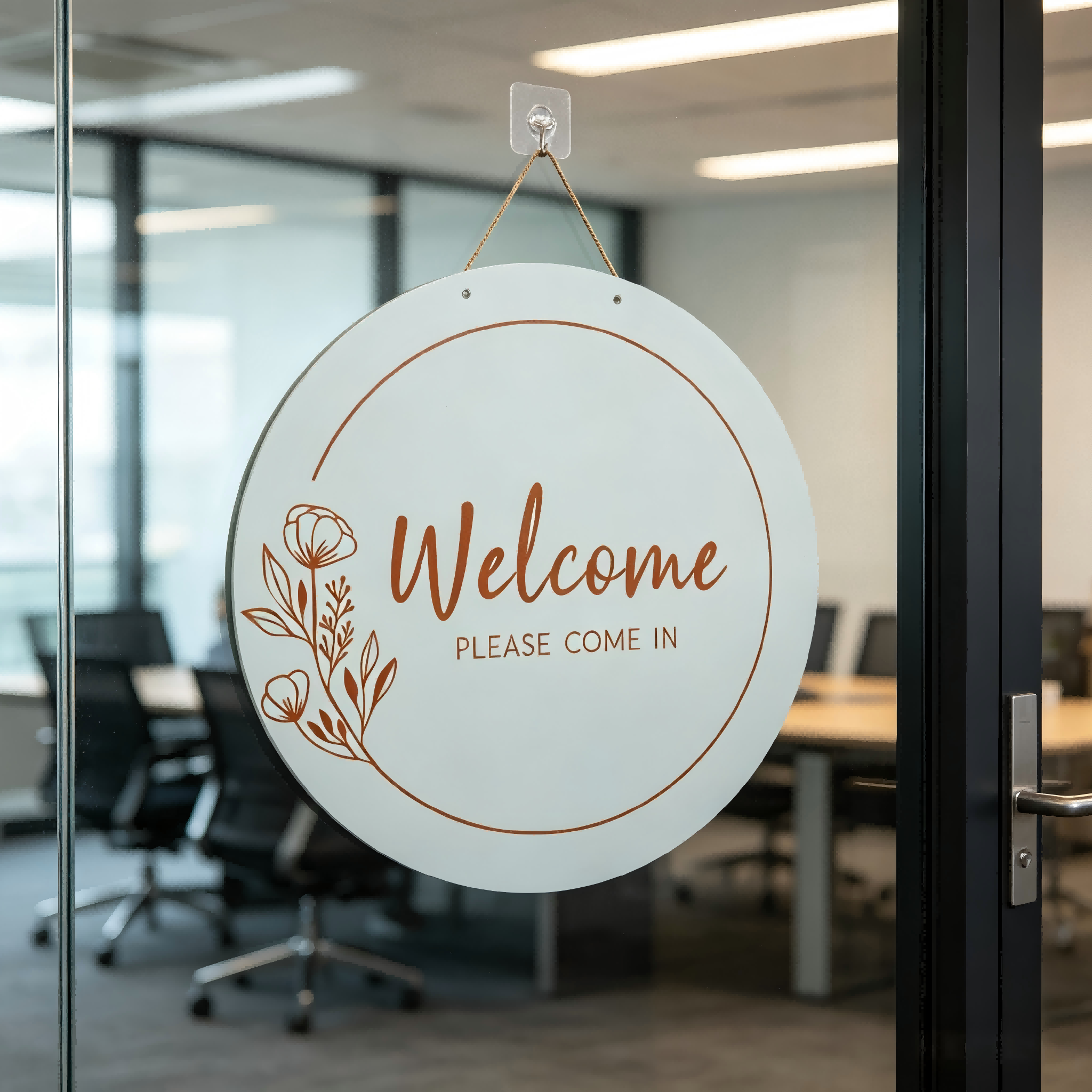 Round Hanging Acrylic Sign (In Session/Welcome)
