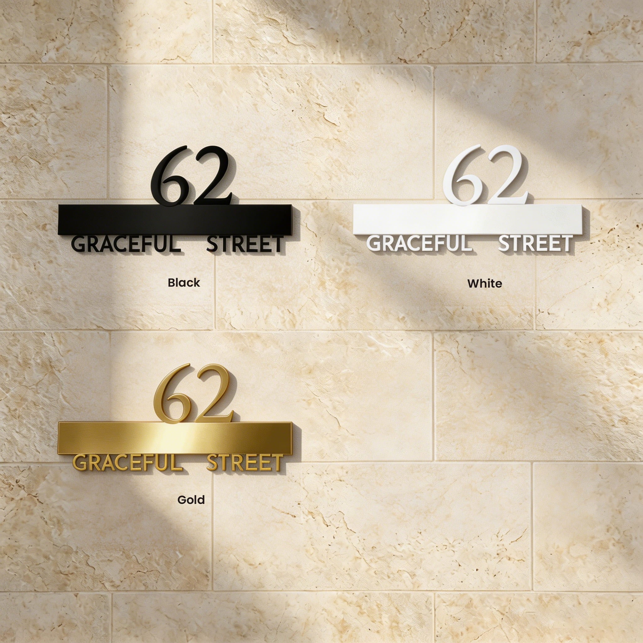 Crystal House Number Sign