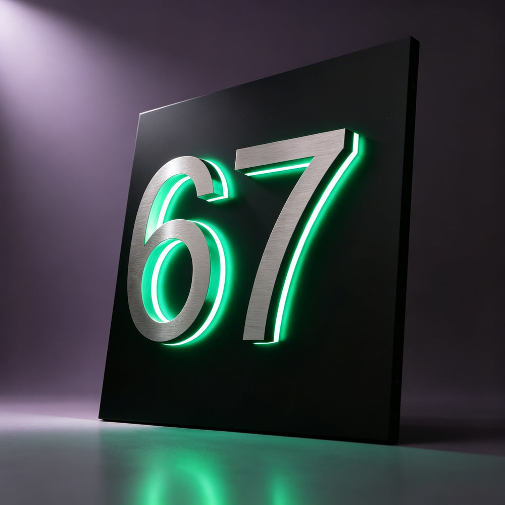 Metal Lighted House Numbers Sign