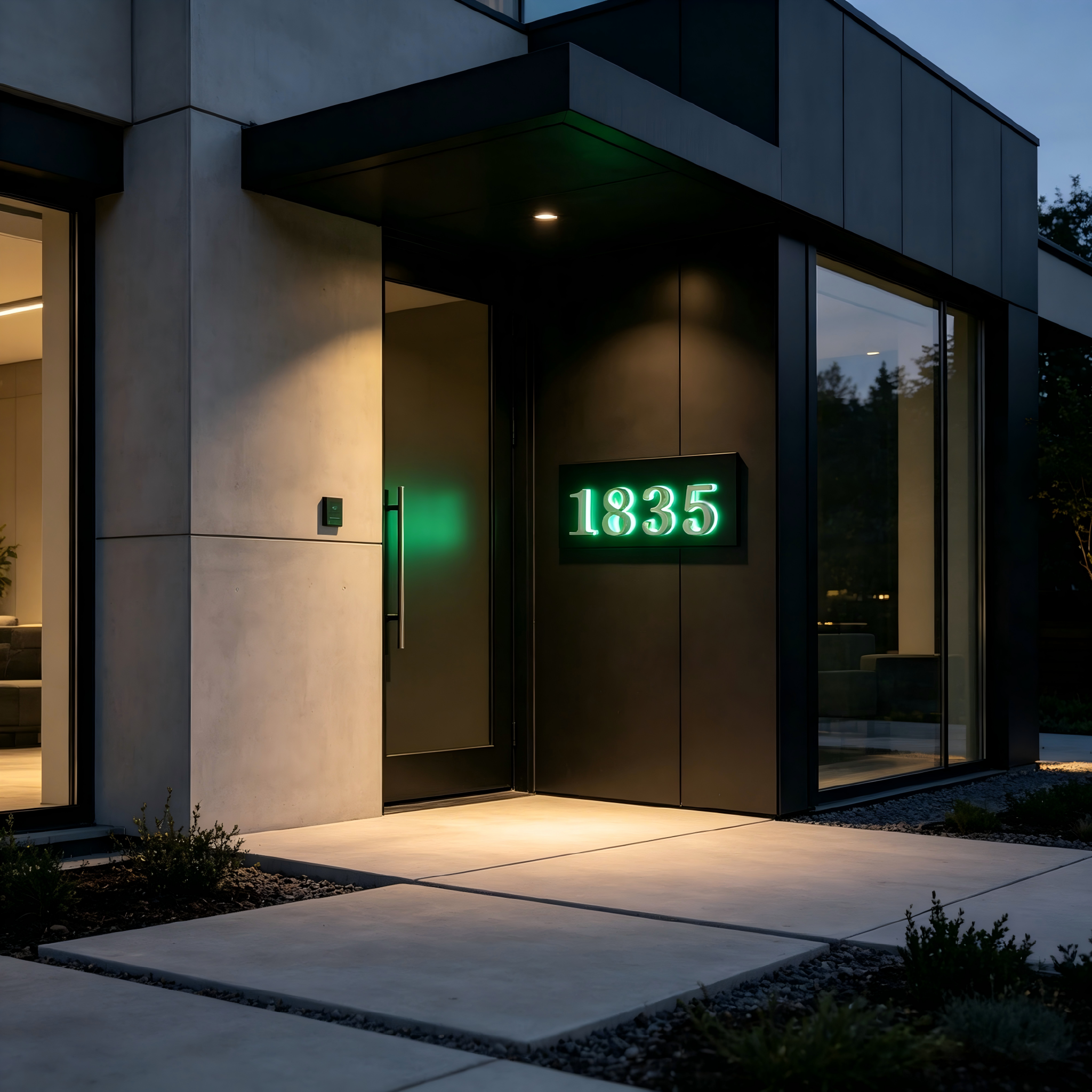 Rectangle Metal Lighted House Numbers Sign