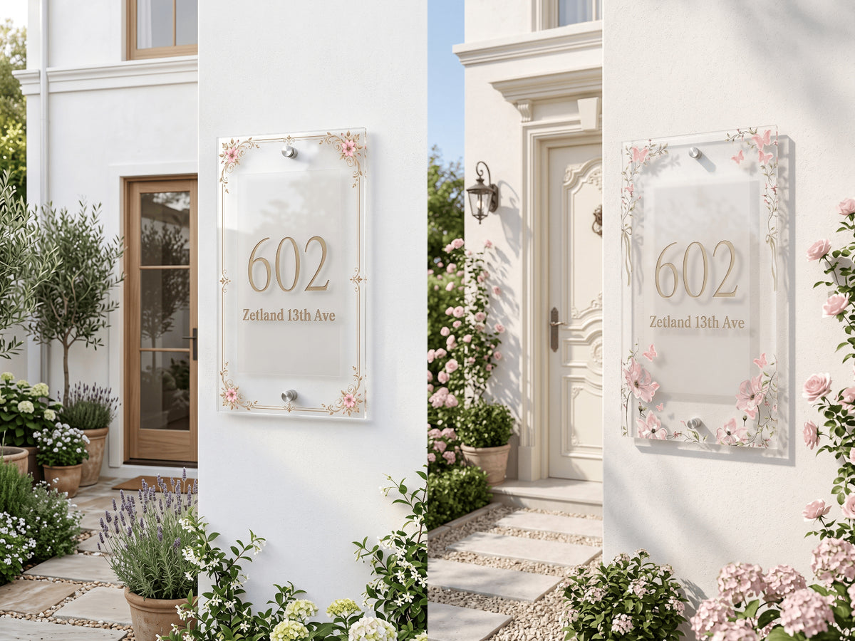 Botanical Acrylic Room Sign for Sophisticated Spaces