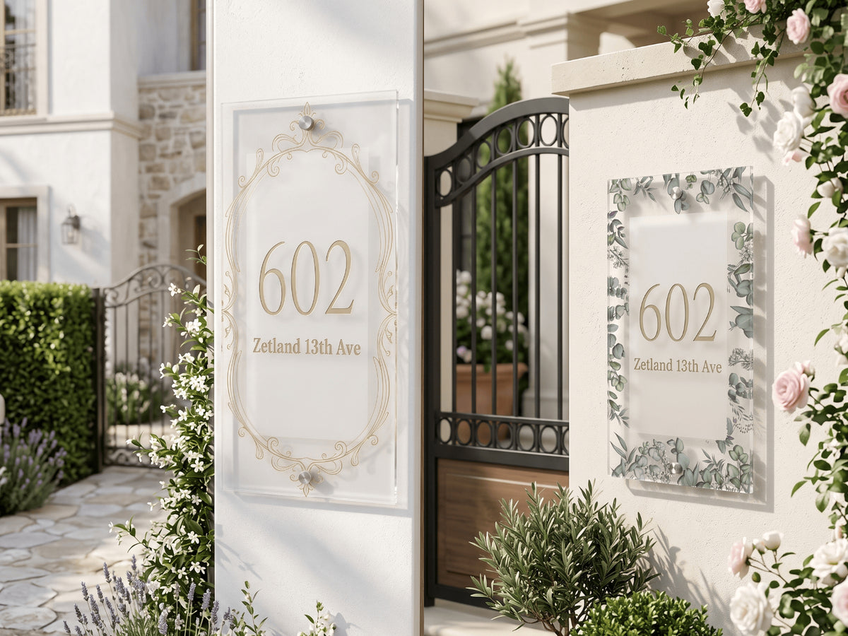 Botanical Acrylic Room Sign for Sophisticated Spaces