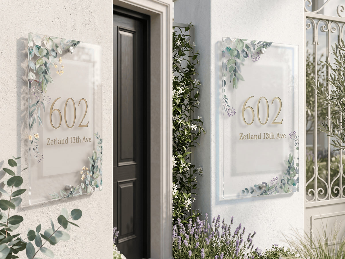 Botanical Acrylic Room Sign for Sophisticated Spaces