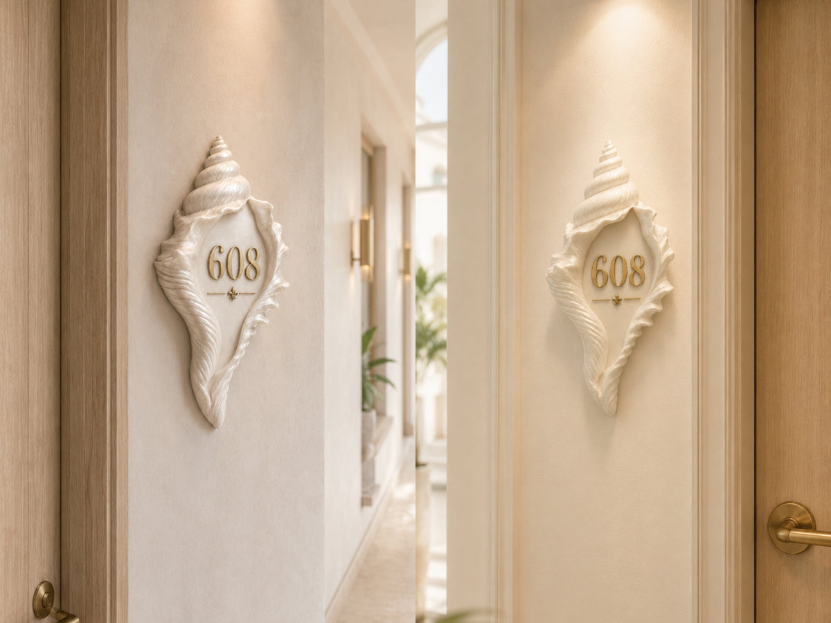 Conch Door Sign for Natural & Elegant Spaces