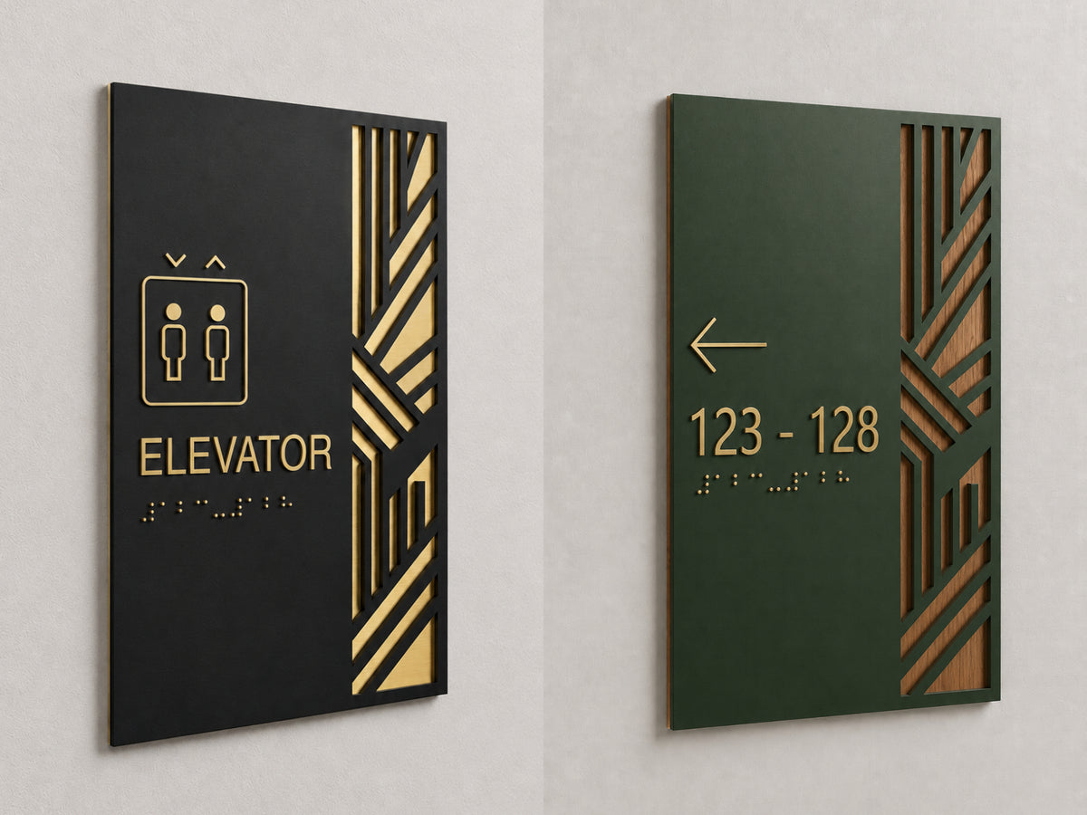 Geometric Braille Wayfinding Sign for Modern & Inclusive Spaces