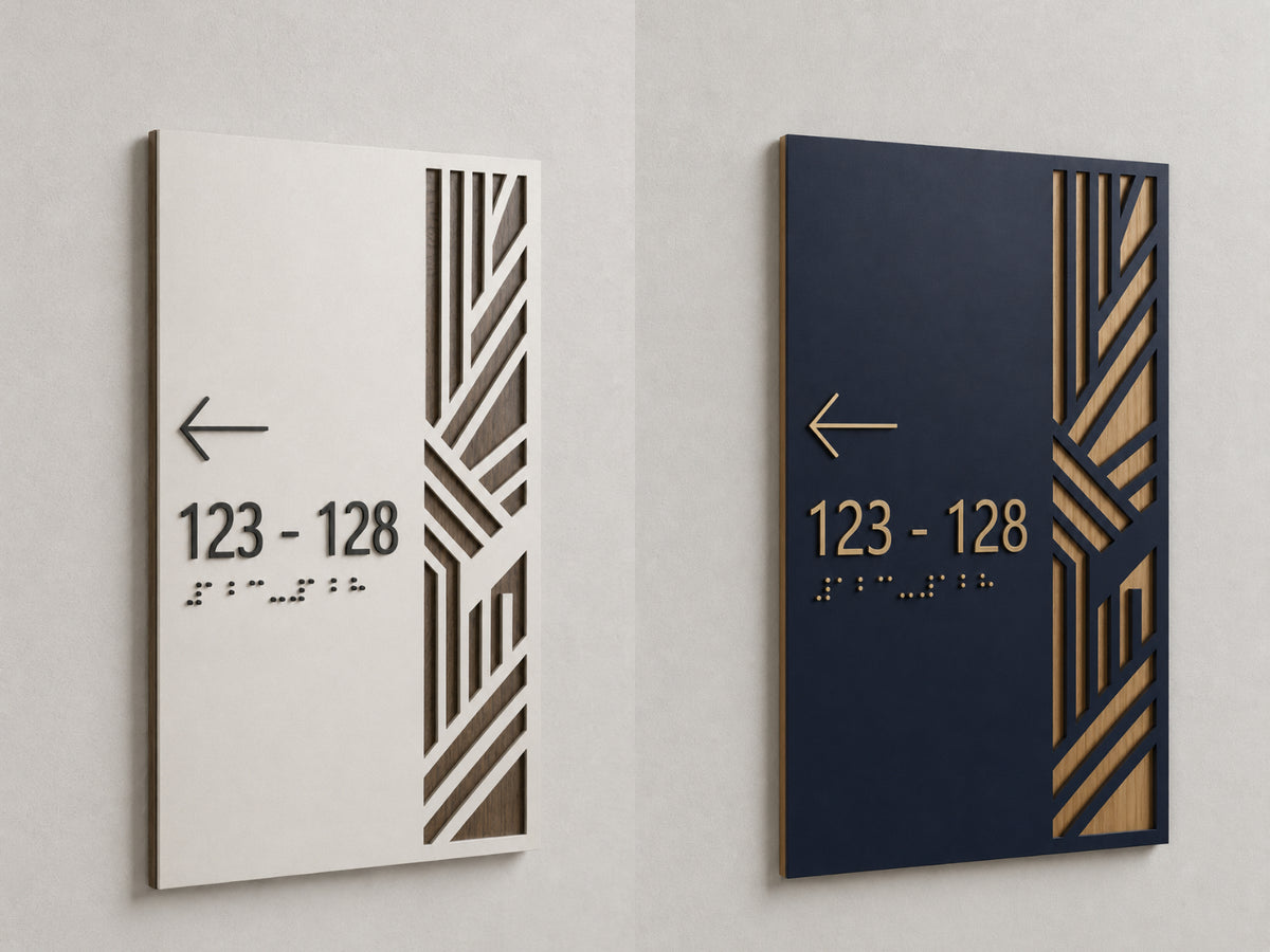 Geometric Braille Wayfinding Sign for Modern & Inclusive Spaces